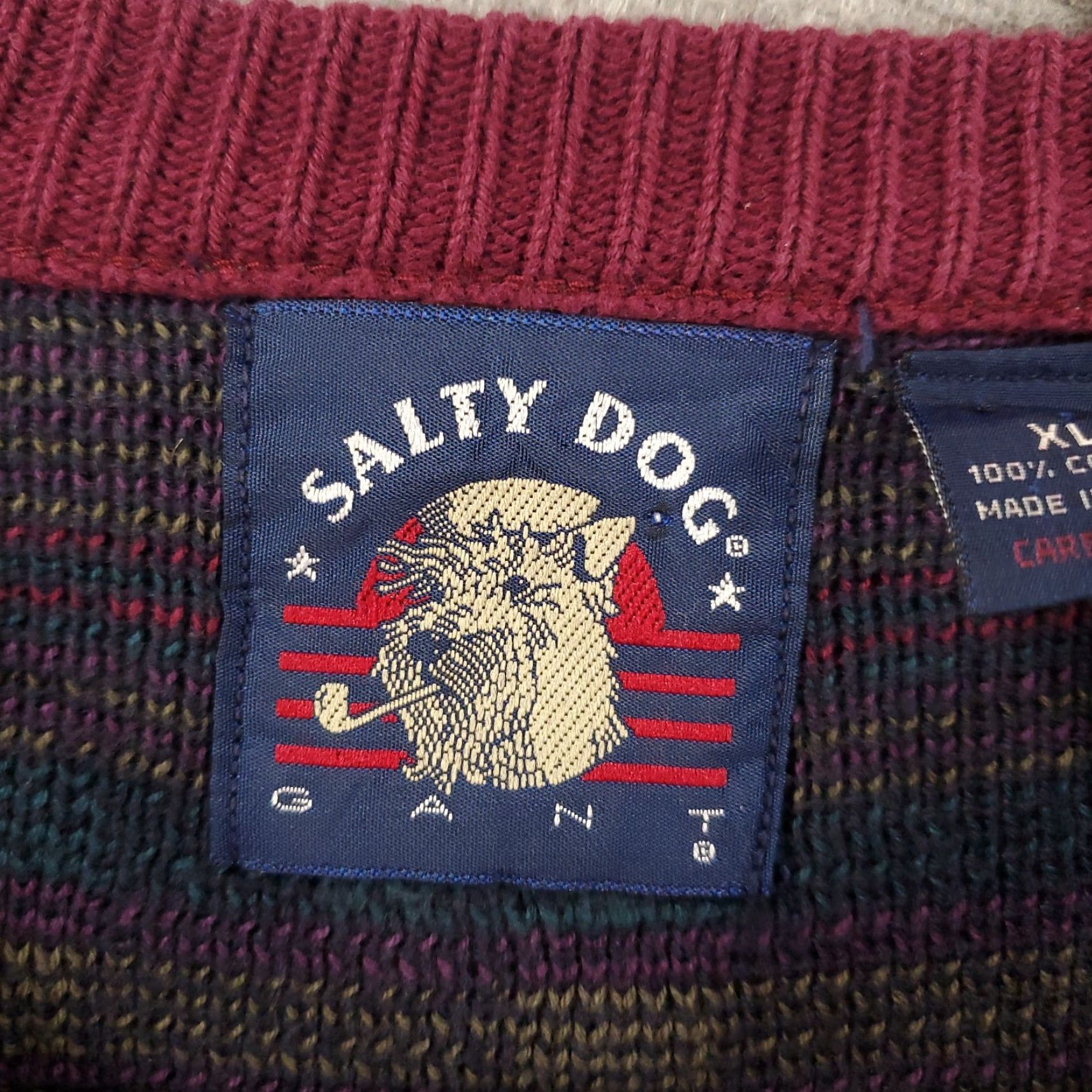 Gant VINTAGE GANT Sweatshirt Men XL Navy Knit Geometric 90s Pullover Size US XL / EU 56 / 4 - 7 Thumbnail