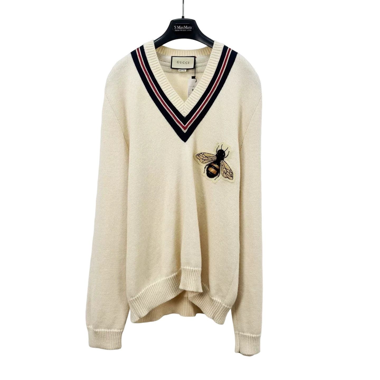 Gucci Gucci Bee Embroidered V-Neck Sweater XL Size US XL / EU 56 / 4 - 1 Thumbnail