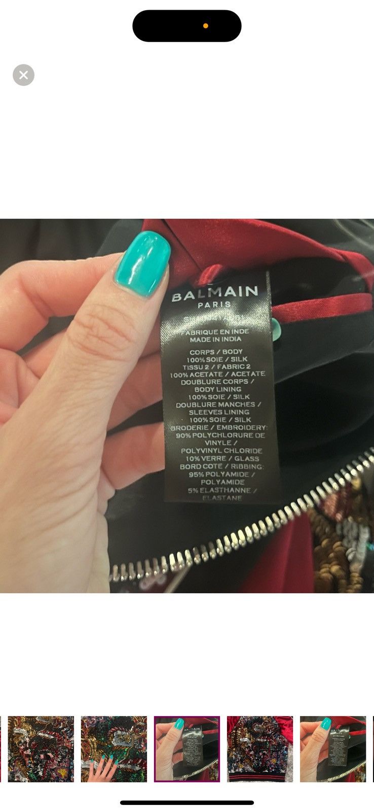 Balmain Balmain Men’s Sequin-Embellished Bomber Jacket Size US M / EU 48-50 / 2 - 9 Thumbnail