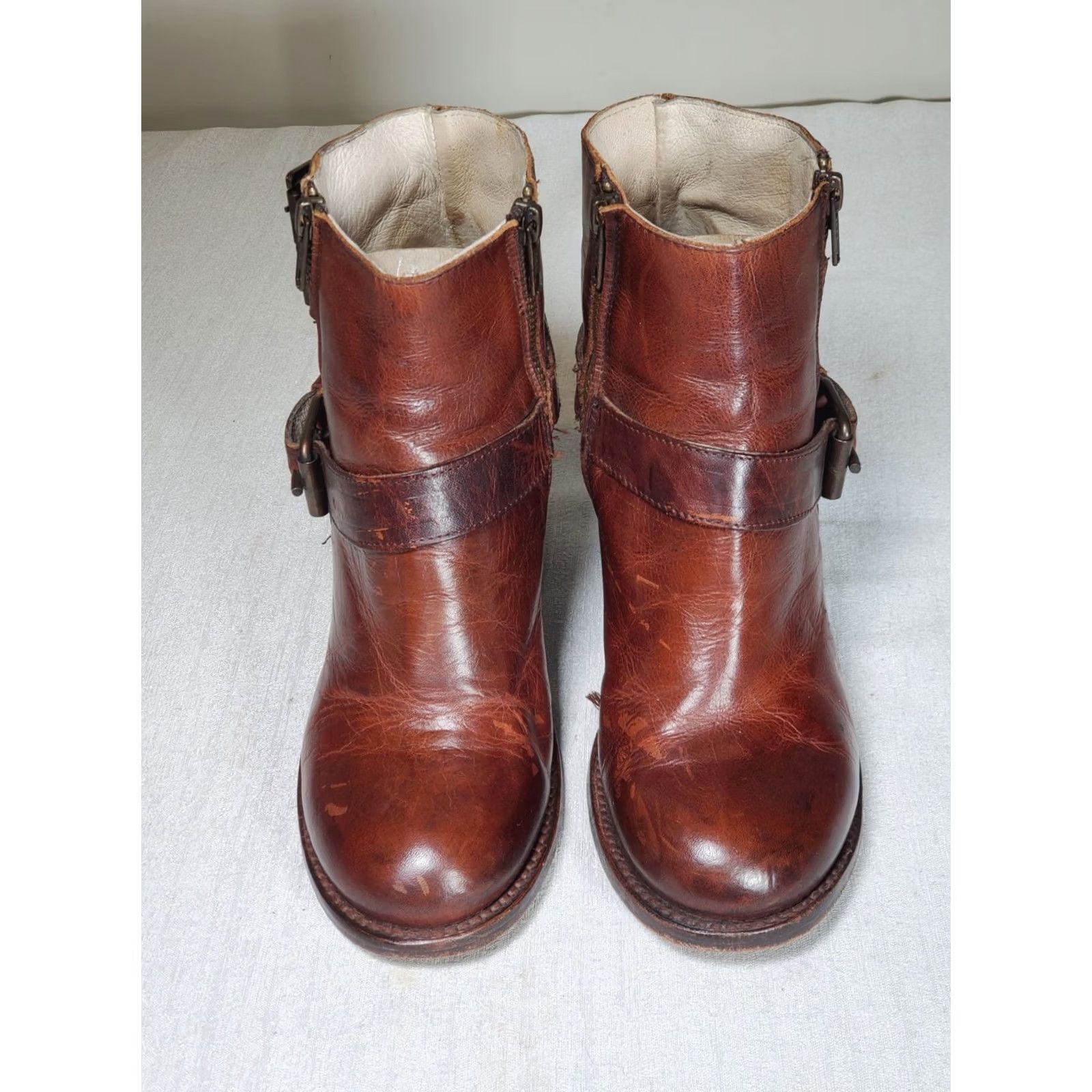 FREEBIRD Freebird by Steven BOLO Ankle Boots Distressed Cognac Brown Leather Women US 8 Bootie Casual Size US 8 / IT 38 - 7 Thumbnail