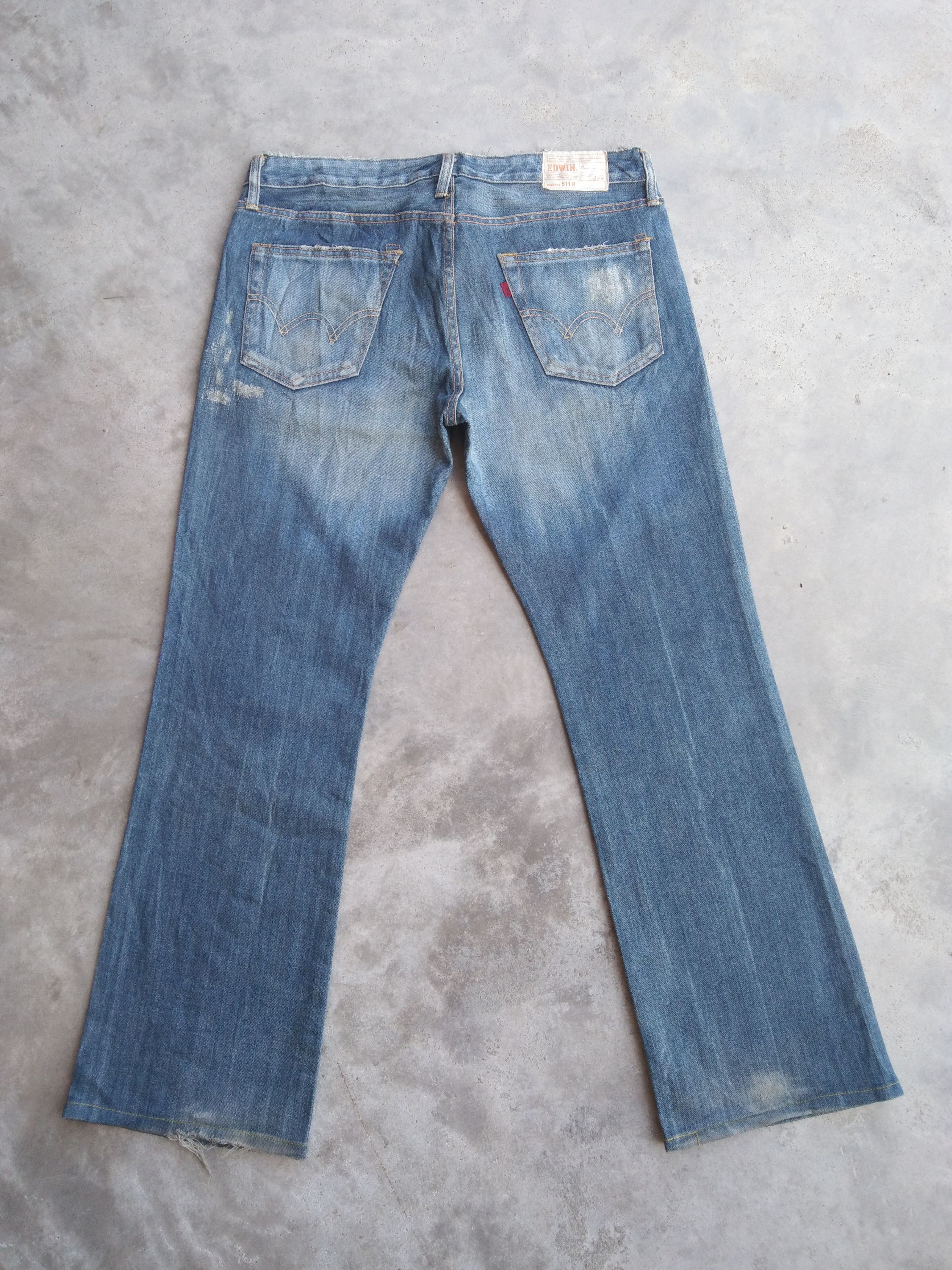 Japanese Brand Vintage Edwin Boot Cut Flared Distressed Jeans 34x30 Size US 34 / EU 50 - 2 Thumbnail