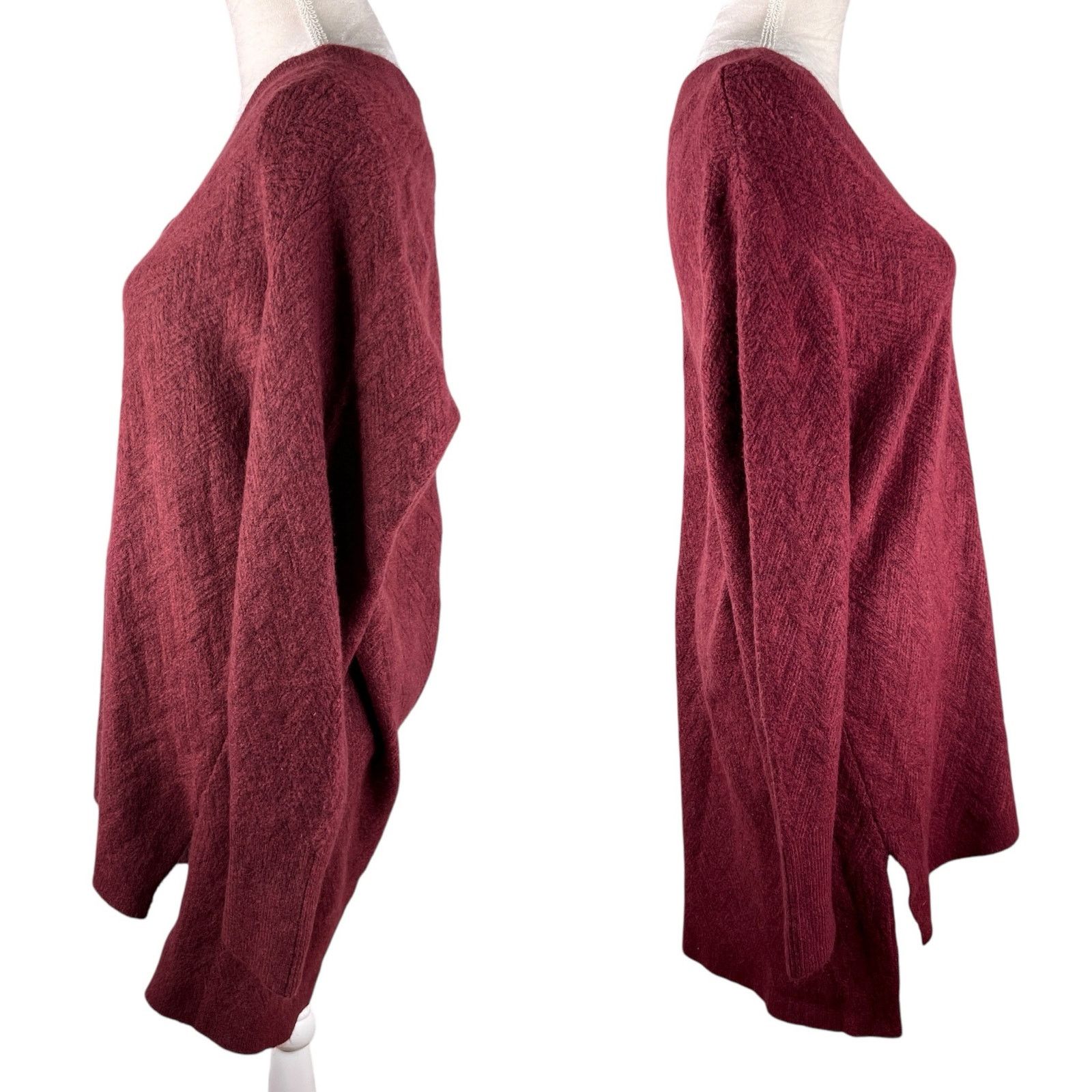 Chicos Chicos Herringbone Tunic Sweater V-Neck Cranberry 2 L New Size L / US 10 / IT 46 - 3 Thumbnail