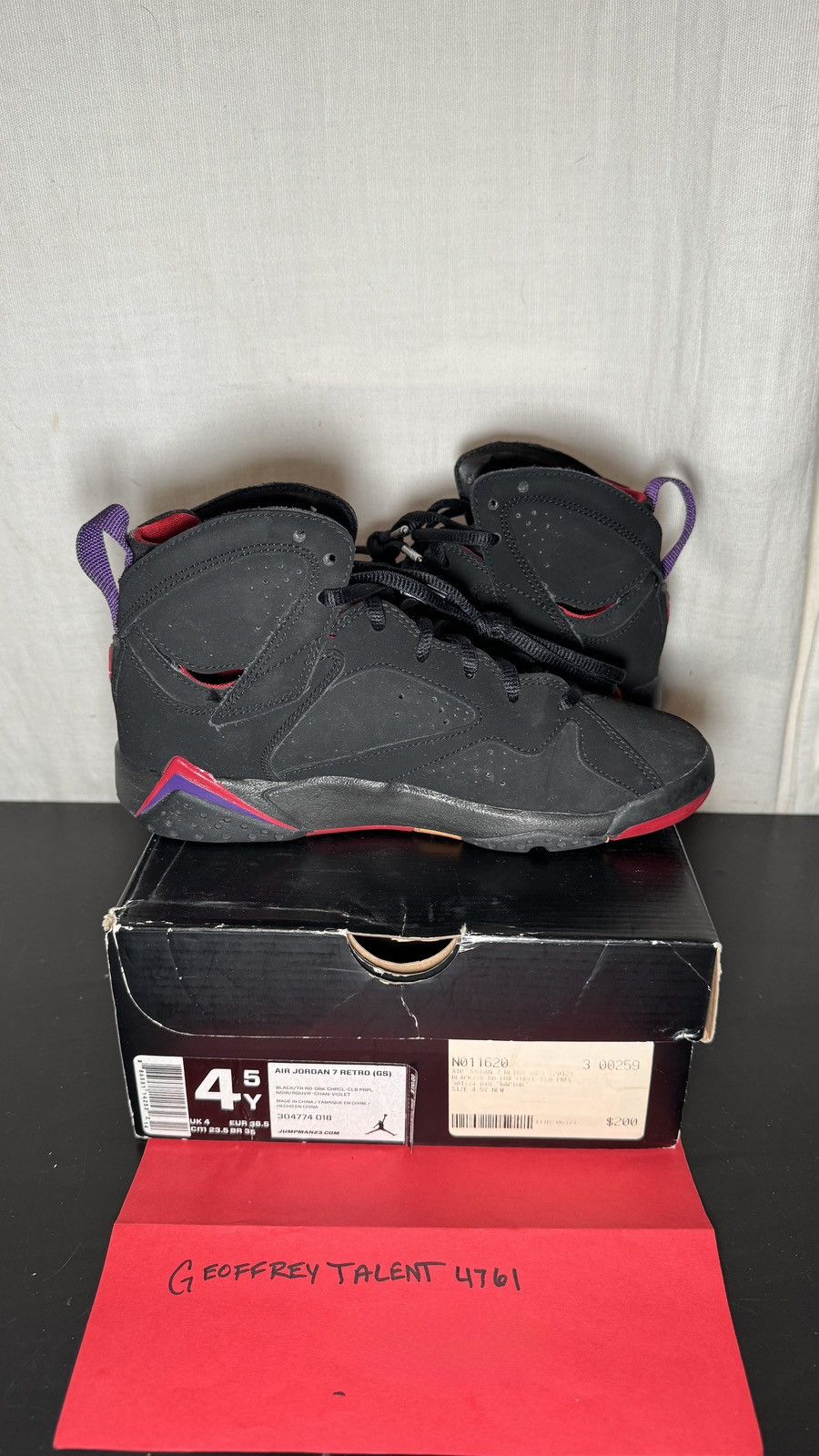 Jordan Brand Air Jordan 7 Retro “Raptors” (GS) – Black/Purple – Size 4.5Y Size US 6 / IT 36 - 6 Thumbnail