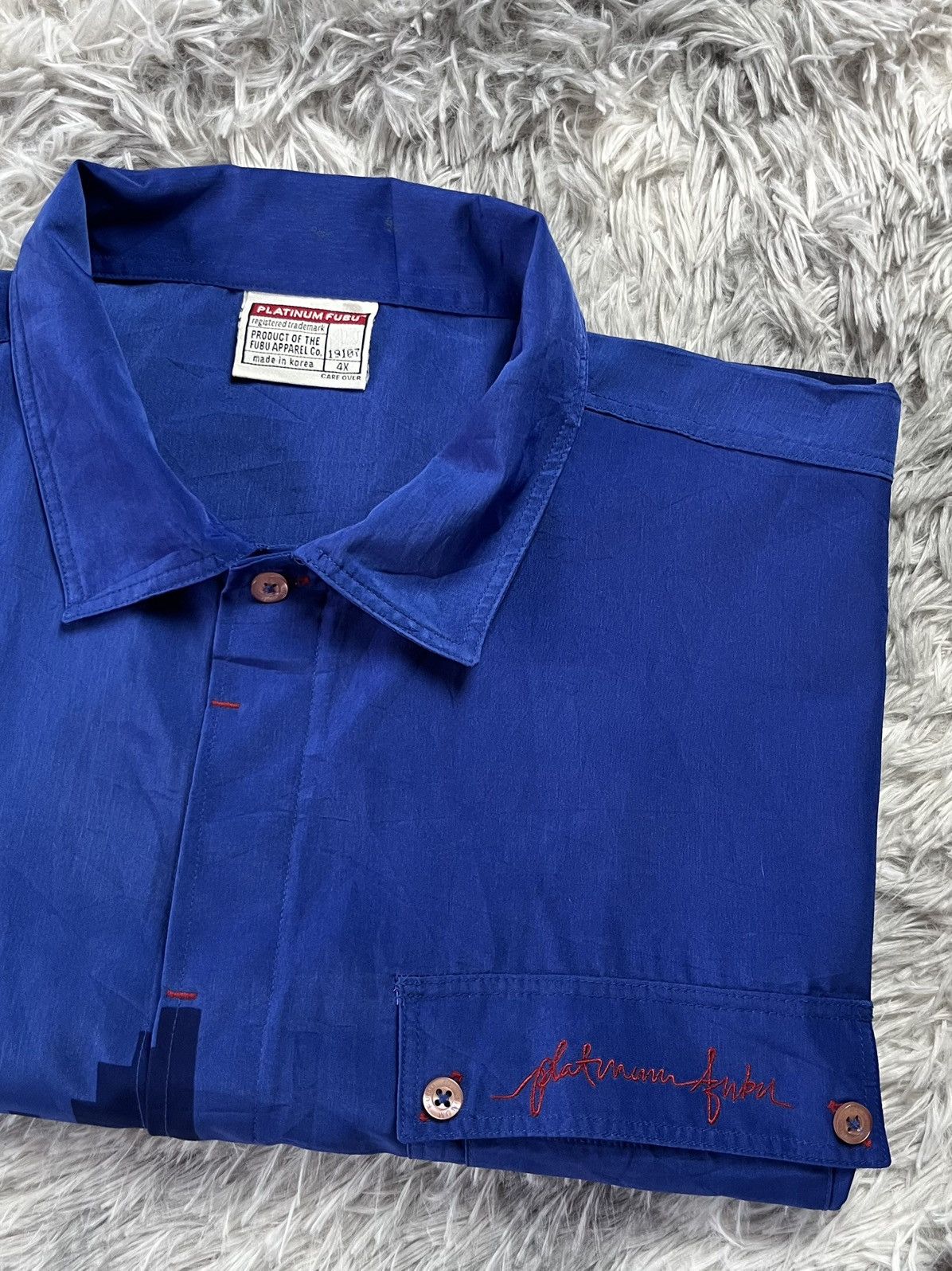 Fubu Rare FUBU Platinum Fat Albert Button Up Royal Blue Shirt Size US XXL / EU 58 / 5 - 4 Thumbnail