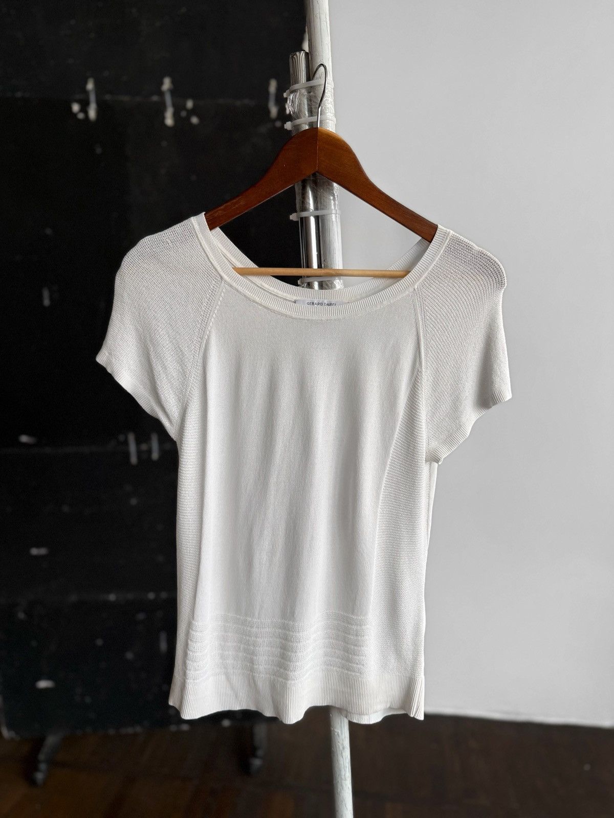 Gerard Darel Gerard Darel Paris Womens White Knit Top Short Sleeve Size S / US 4 / IT 40 - 3 Thumbnail