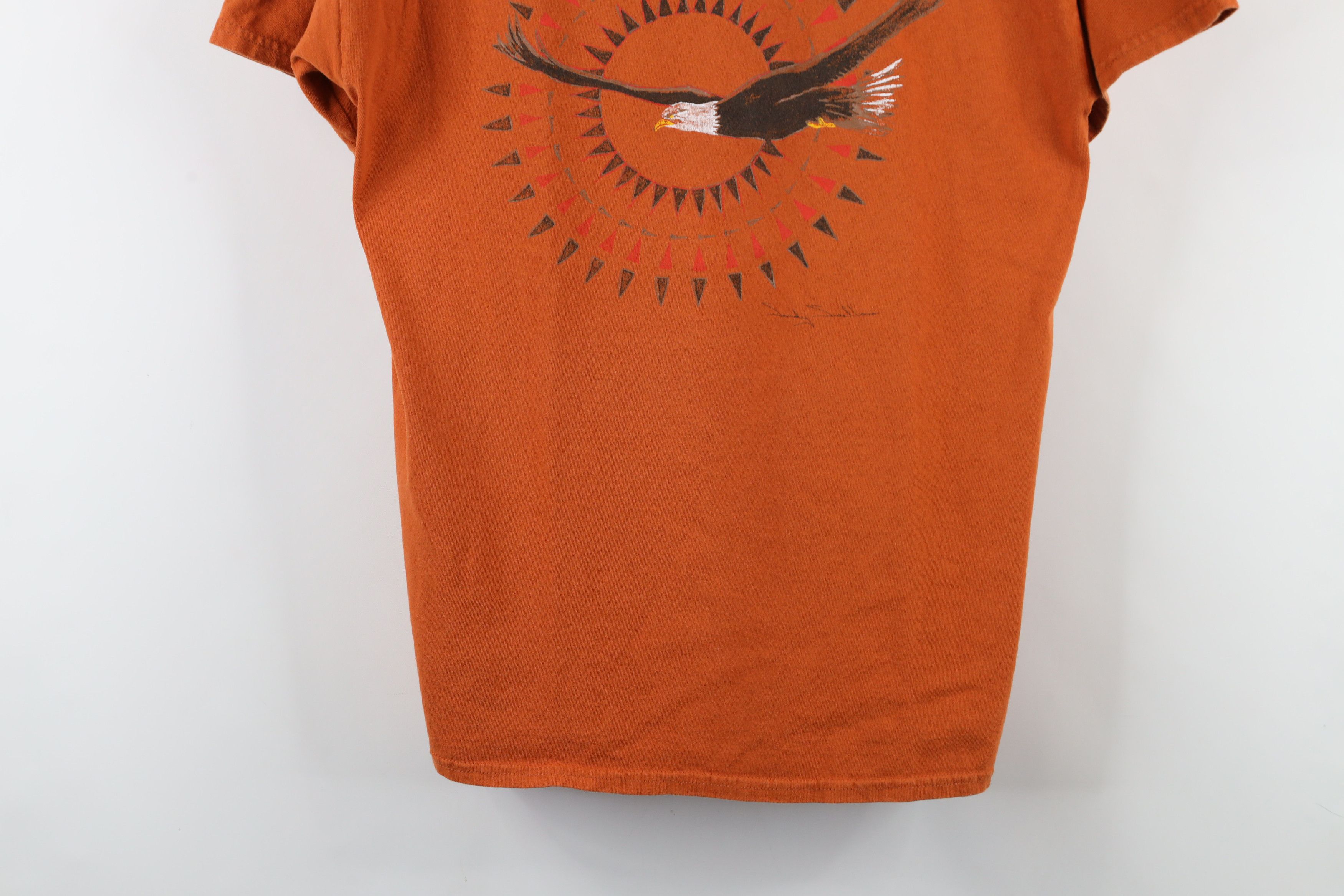 Vintage Vintage 90s Streetwear Sun Eagle Nature T-Shirt Orange Size US L / EU 52-54 / 3 - 3 Thumbnail
