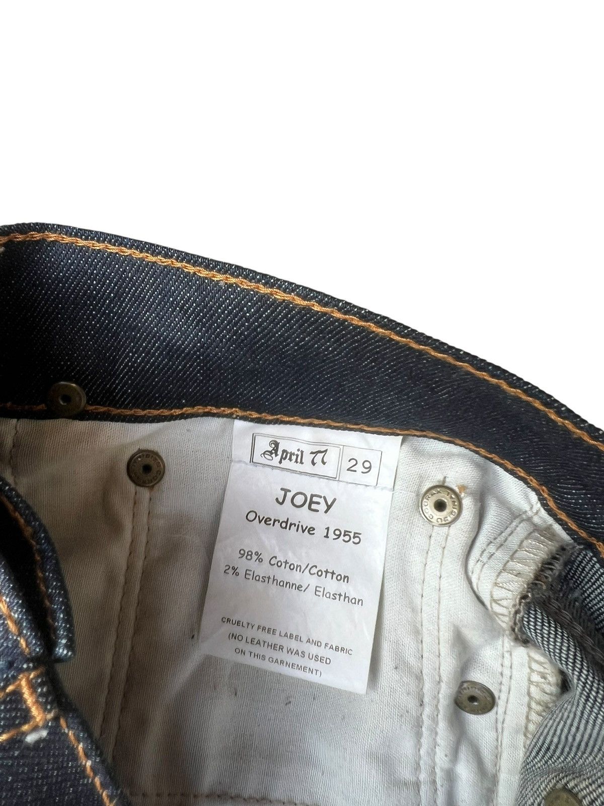 April 77 2001 April 77 Joey Overdrive Stretch Denim Waxed Jeans Size US 29 - 19 Thumbnail