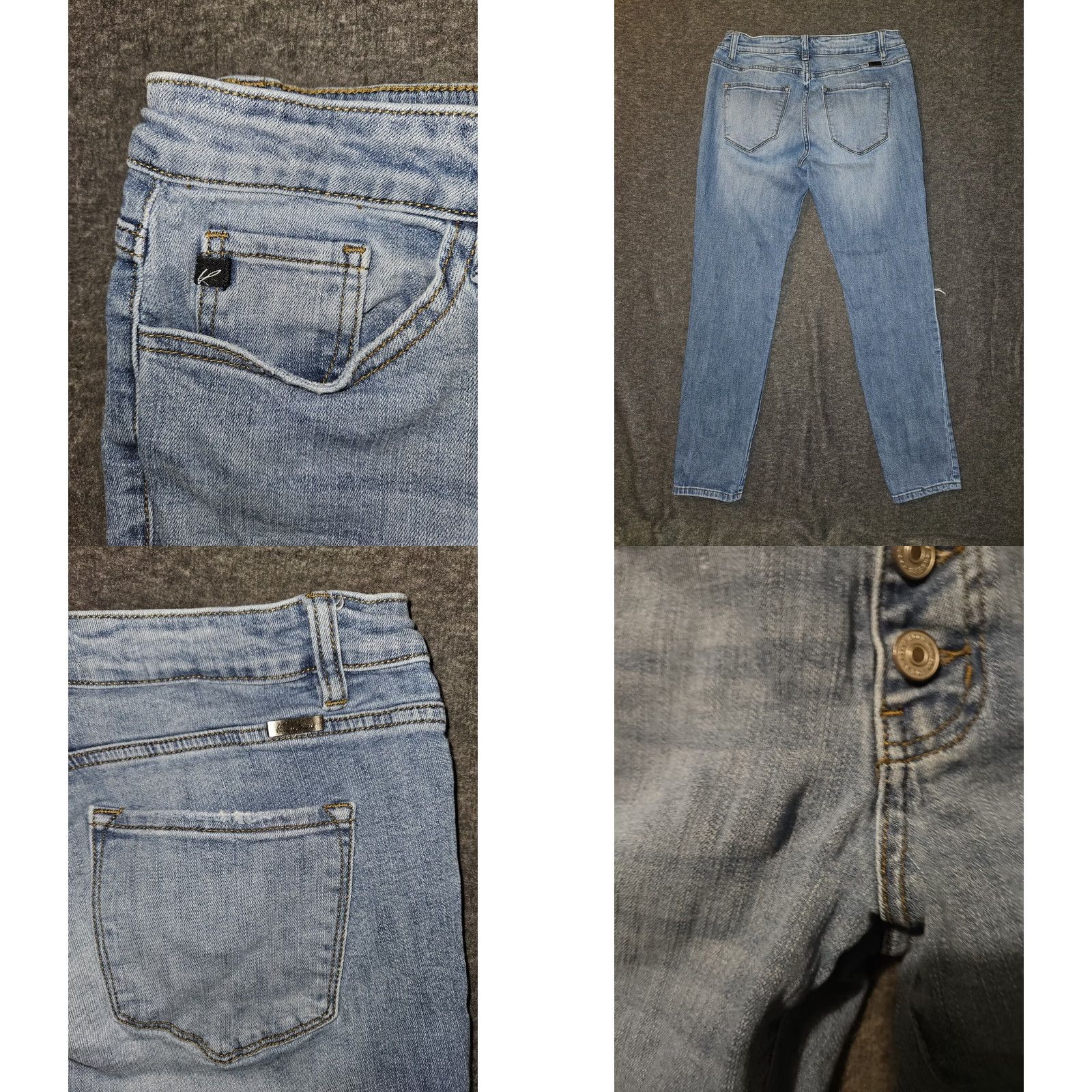 Vintage Kancan Clarie Mid Rise Boyfriend Jeans Women's 7/27 Button Fly Ankle Preppy Blue Denim Distressed Pockets Regular Womens Jeans Seven Size 28" / US 6 / IT 42 - 8 Thumbnail