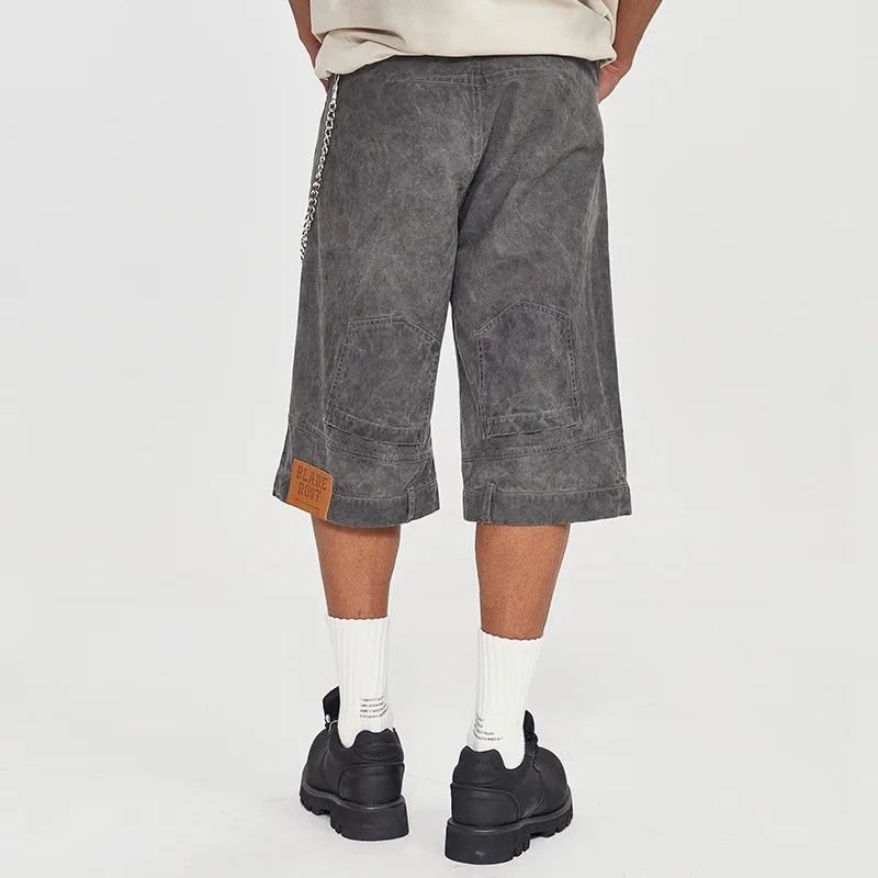 Reversed Buckle Hem Denim Short Jeans Jorts