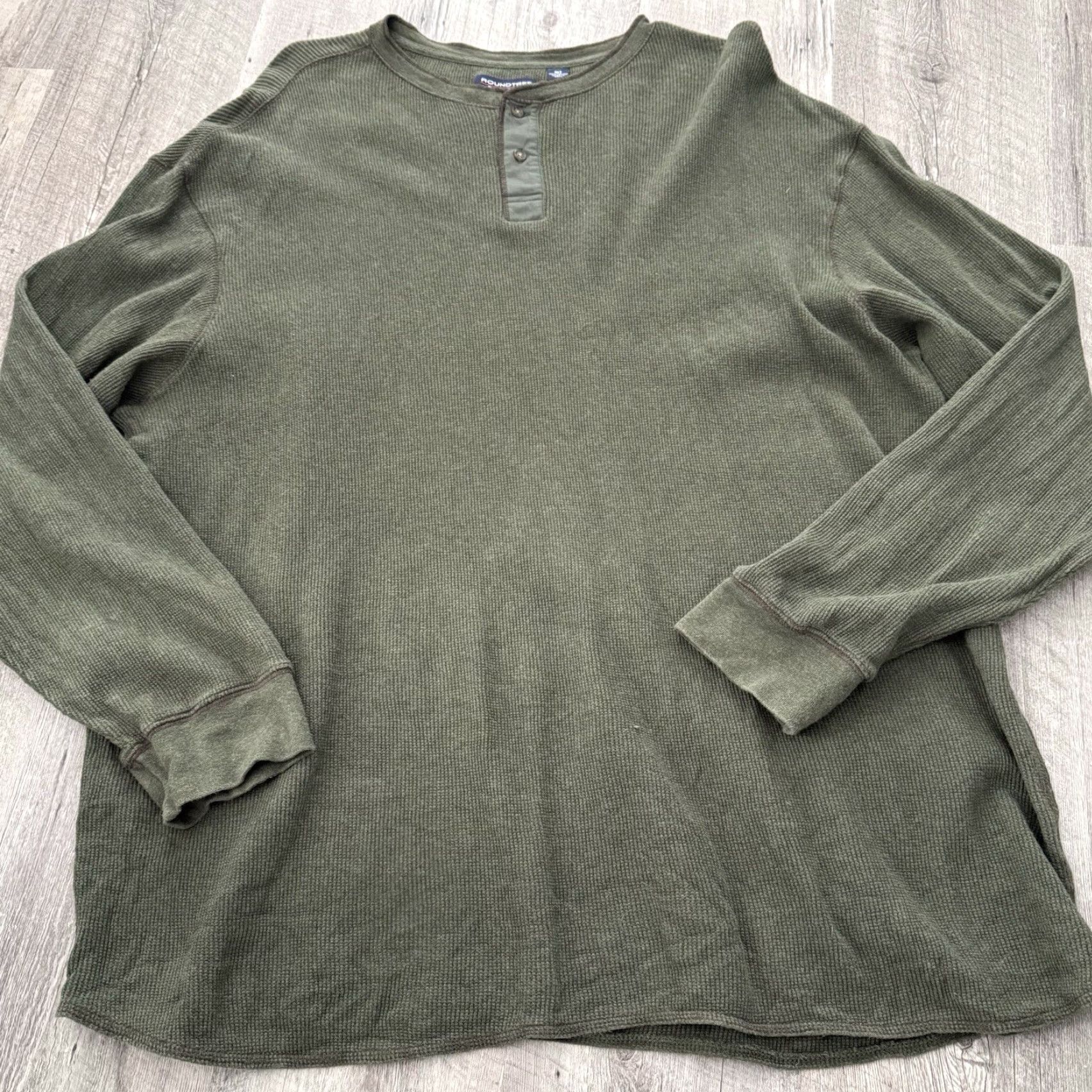 Roundtree & Yorke Roundtree & Yorke Thermal Henley Mens 3XT Green Waffle Long Sleeve T-Shirt Size US XXL / EU 58 / 5 - 3 Thumbnail