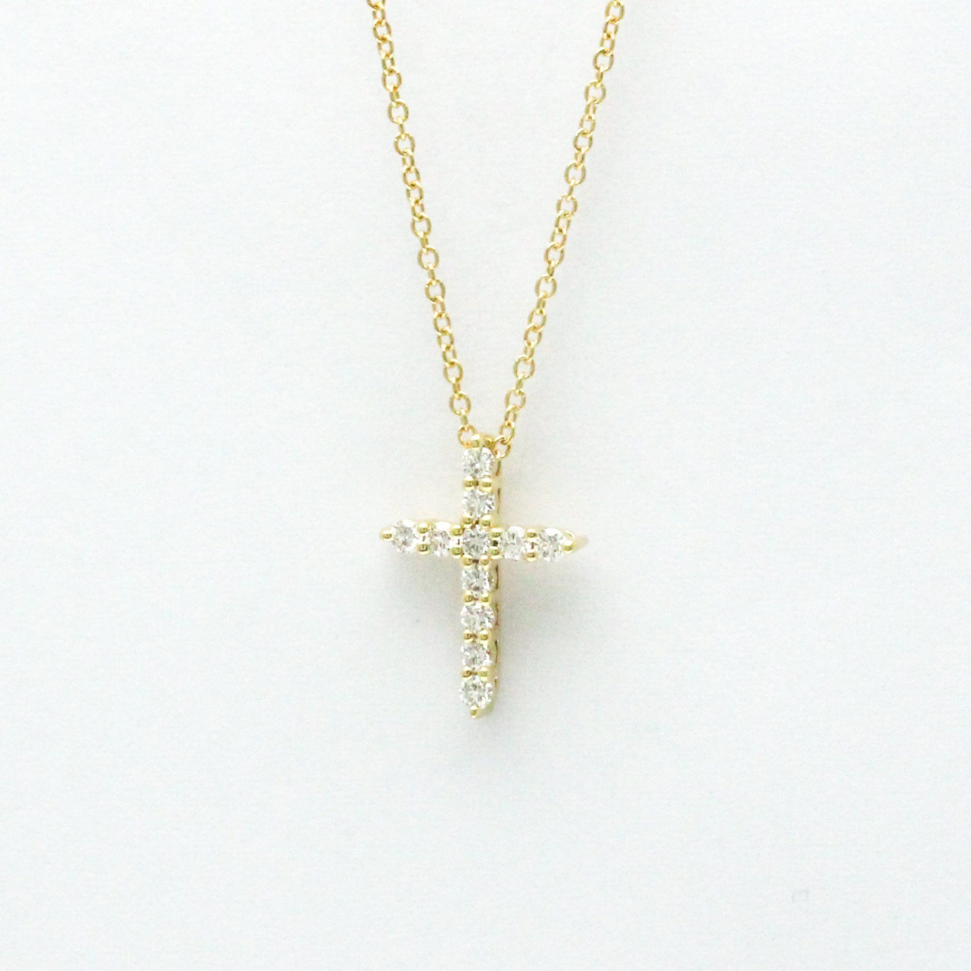 image of Tiffany Co Tiffany Mini Cross Diamond Necklace Yellow Gold (18K) Diamond Men,women Fashion Pendant 