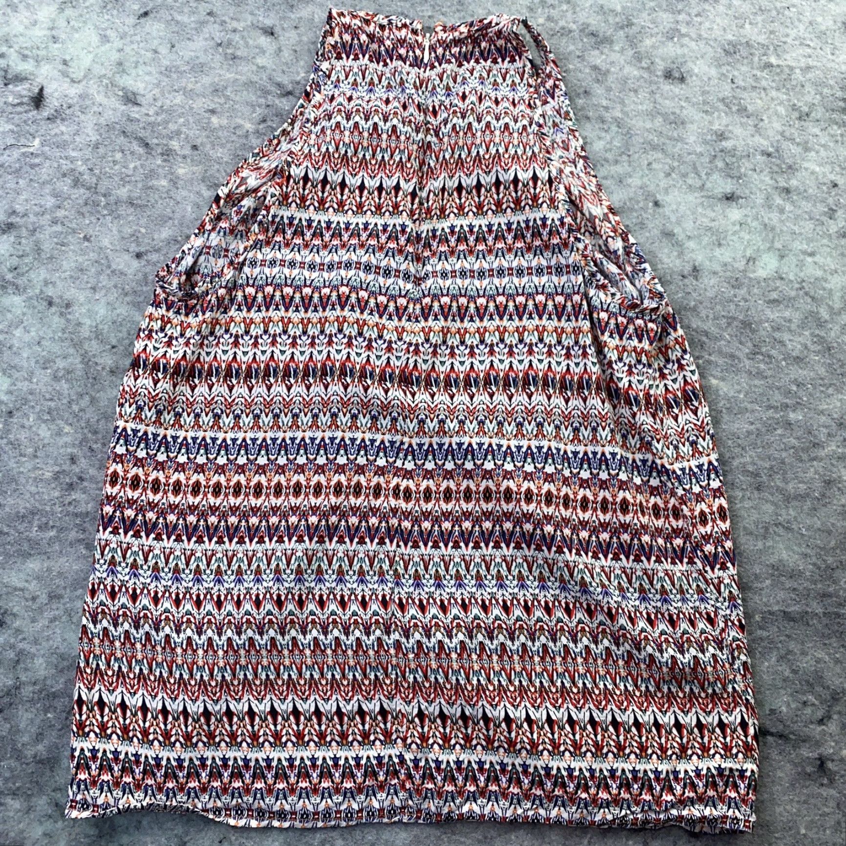 Annex Anne Carson Womens Blouse Shirt M Red Rayon Zip Back Geometric Pattern Casual Regular Fit VINTAGE? (if not vintage skip) Size M / US 6-8 / IT 42-44 - 5 Thumbnail