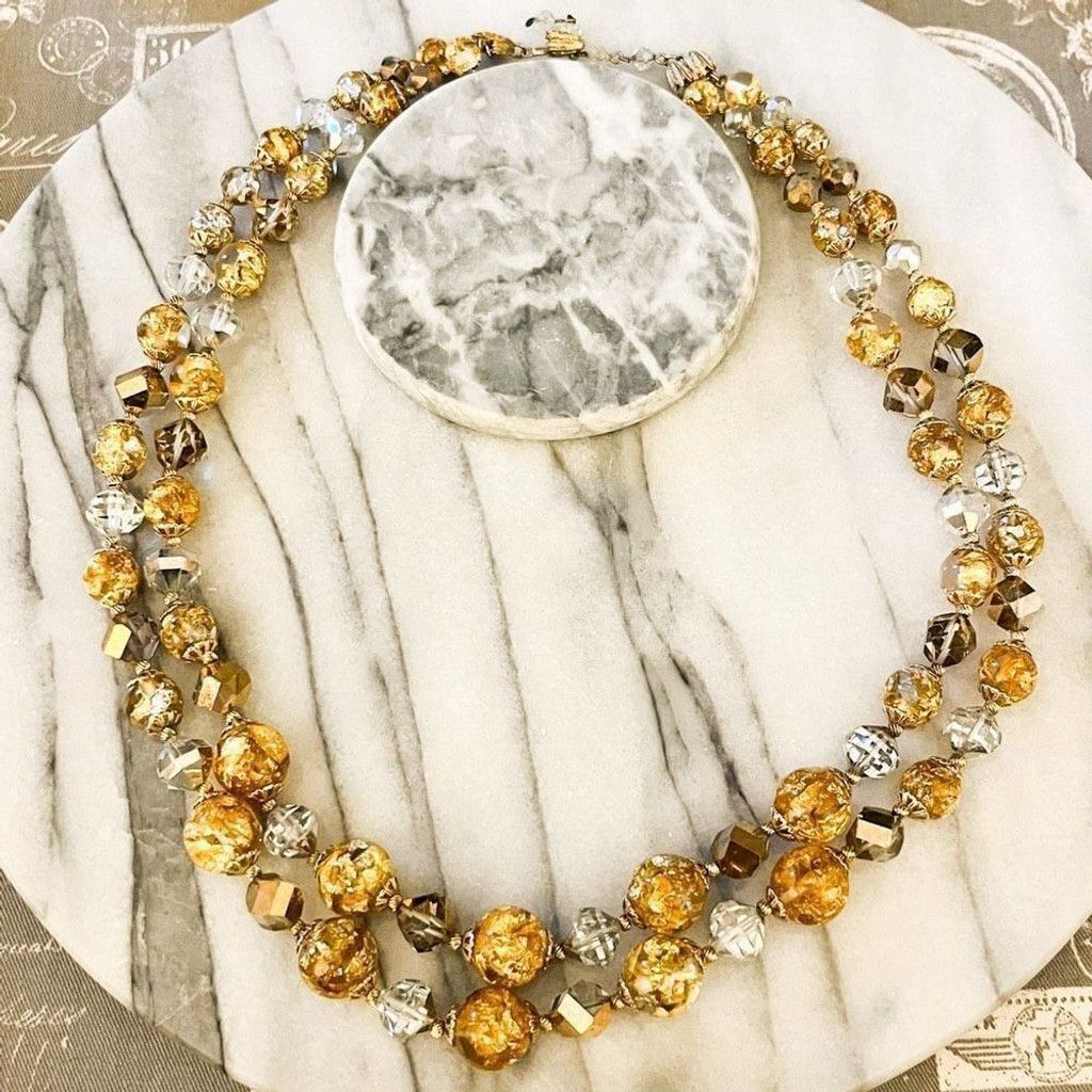 Vintage Vintage Signed Vendome Necklace Gold Foil Bead ed Size ONE SIZE - 1 Thumbnail