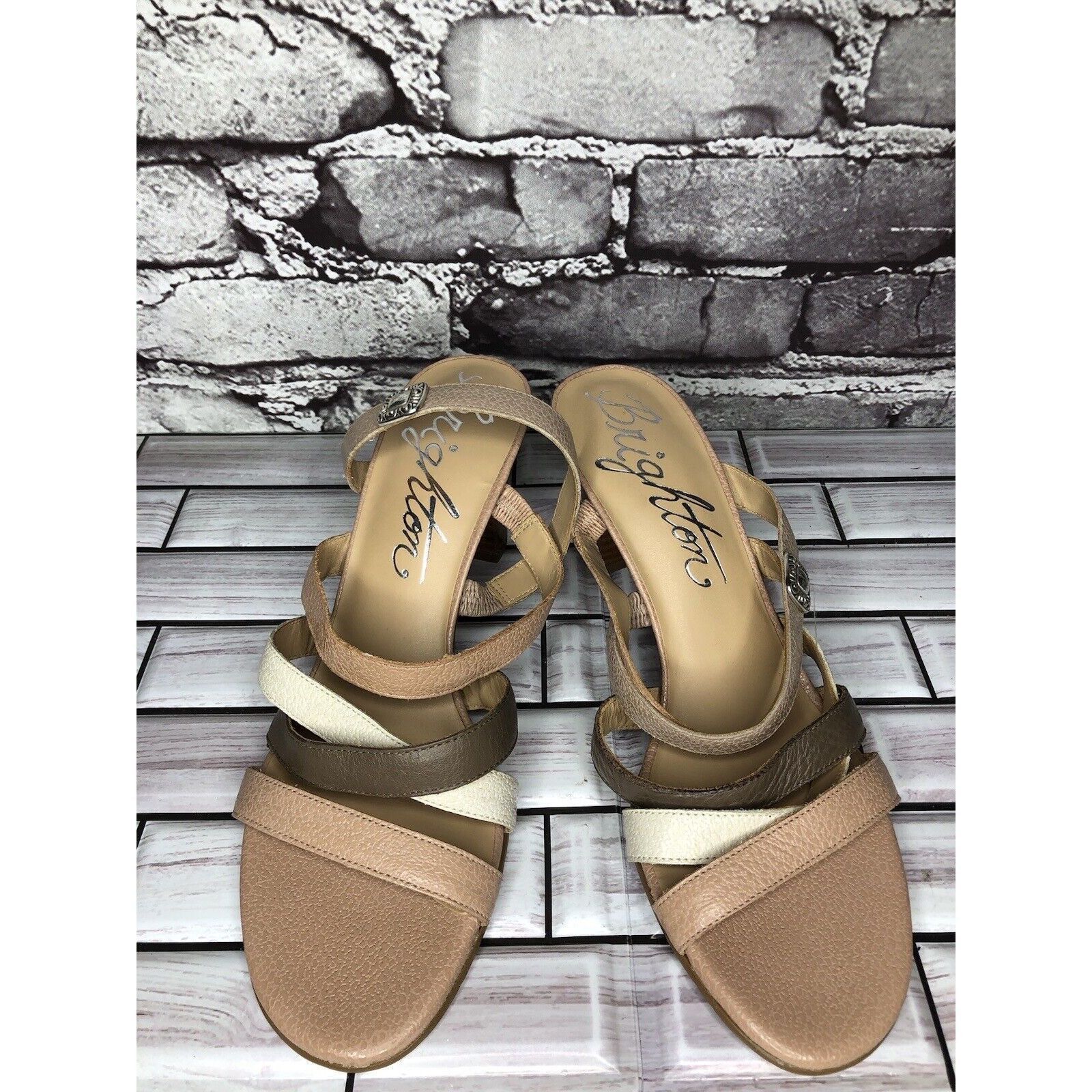 Brighton Brighton Rebel Nude Pink White Leather Strap Heels Sandals W Size US 9 / IT 39 - 14 Thumbnail