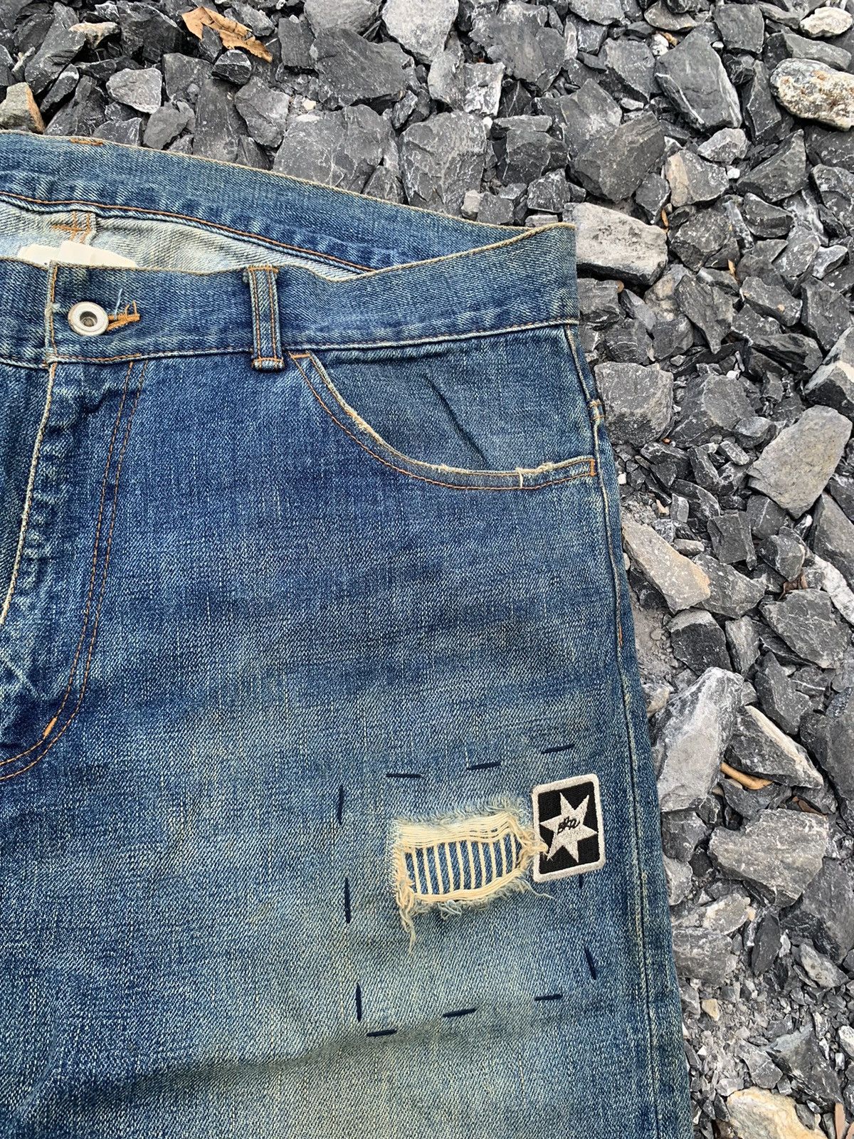 Kapital RARE💥BRAITONE SELVEDGE JAPANESE DISTRESSED DENIM Size US 39 - 12 Thumbnail