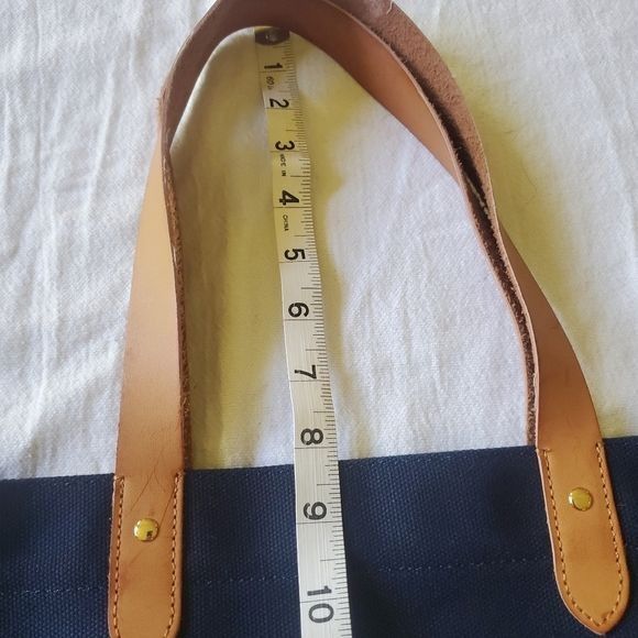Barneys New York Barneys New York + Canvas Blue & Leather Handled Tote with P Size ONE SIZE - 10 Thumbnail