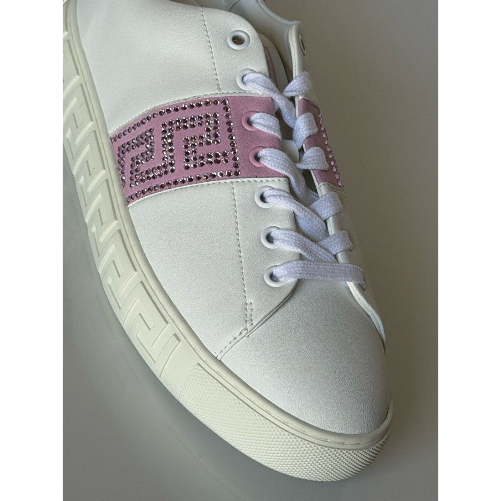 Versace Versace Crystal Greek Leather Sneakers 10 US (40) 1013568 Size US 10 / IT 40 - 4 Thumbnail