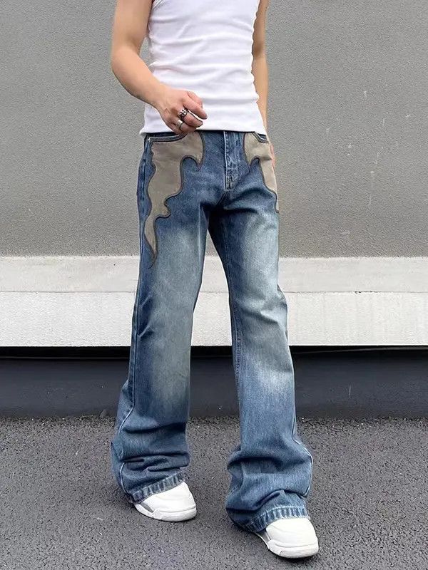 VIBE Vintage flame embroidered washed micro-flared jeans Size US 34 / EU 50 - 2 Thumbnail