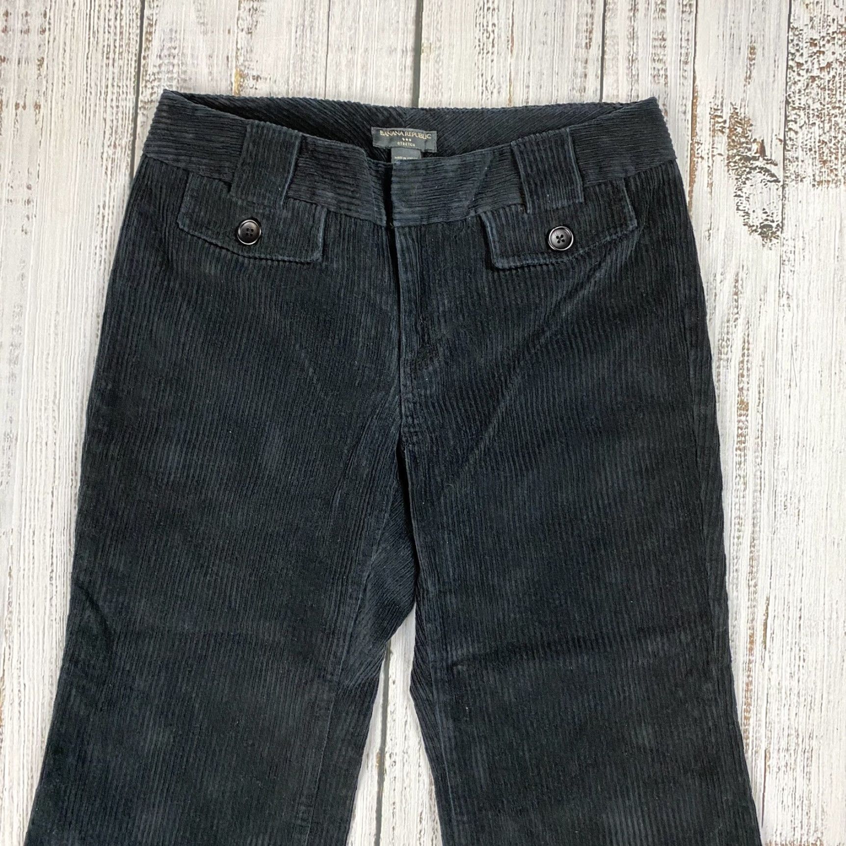 Banana Republic VINTAGE Banana Republic Womens Pants Corduroy Stretch Wide Leg 8 Black 30in Inseam 90s Size 30" / US 8 / IT 44 - 2 Thumbnail