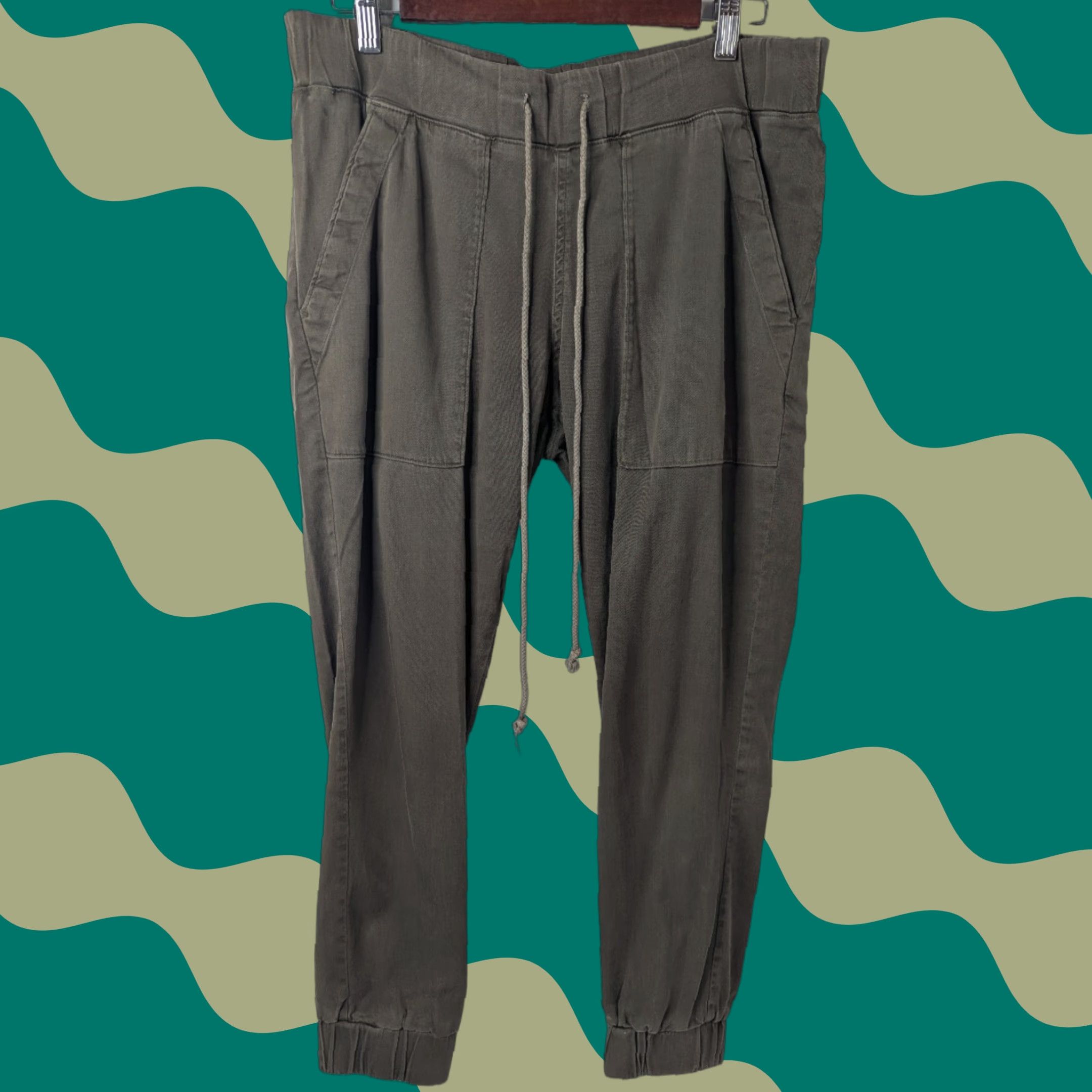 Anthropologie Cloth & Stone Pants Women's XS Olive Green Tencel Lyocell Cotton Blend Spandex Jogger Size 26" / US 2 / IT 38 - 1 Thumbnail