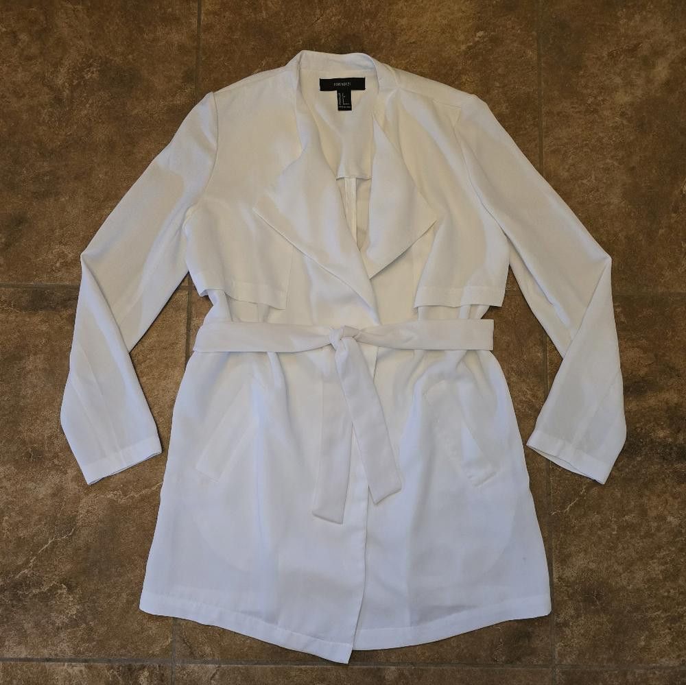 Forever 21 White Classic F21 Dressy Duster Cardigan Size S / US 4 / IT 40 - 1 Thumbnail