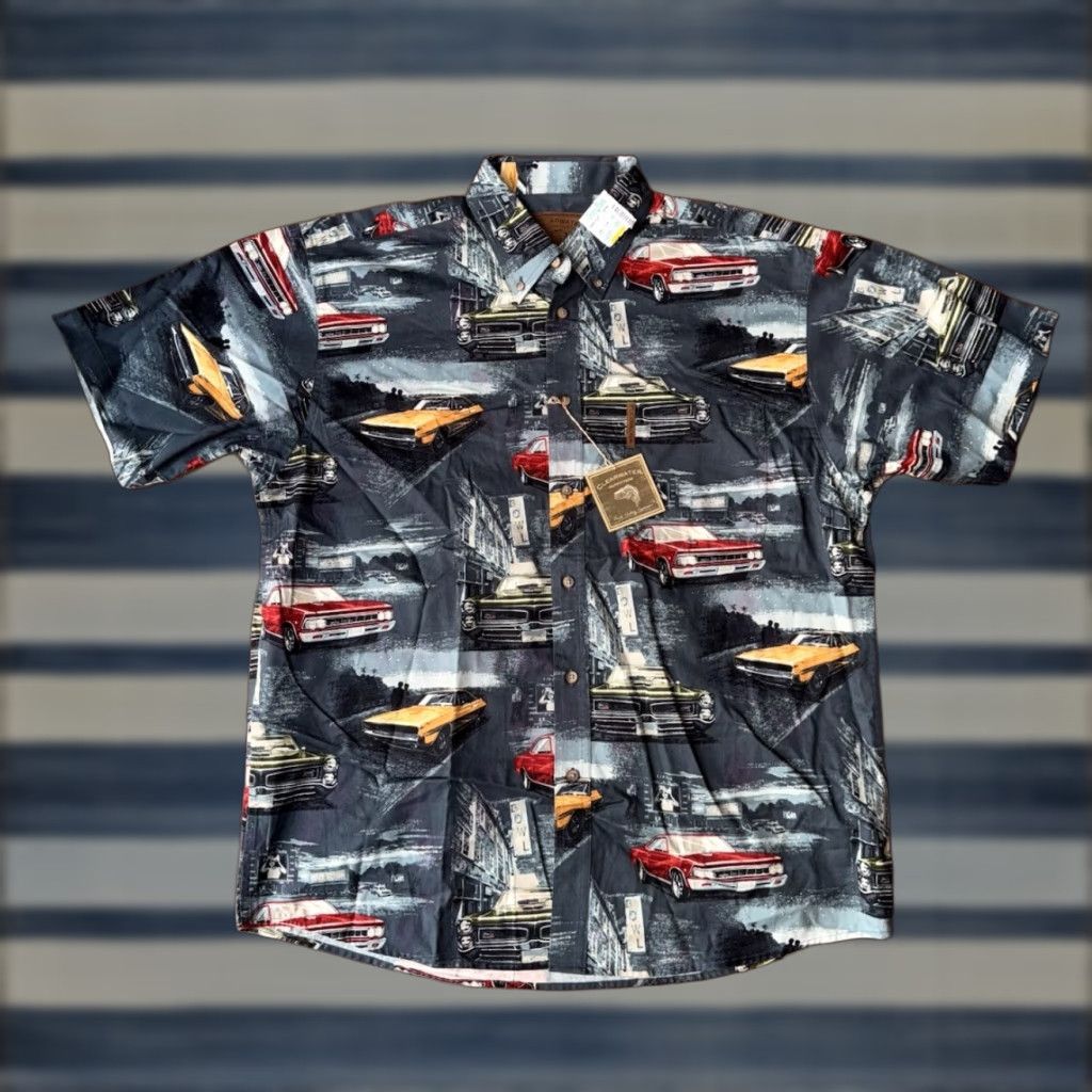 ALOHAS NWT Clearwater Outfitters Hawaiian Shirt Men Large Aloha Cars Graphic Print Short Sleeve Button-Up Collared Size US L / EU 52-54 / 3 - 1 Thumbnail