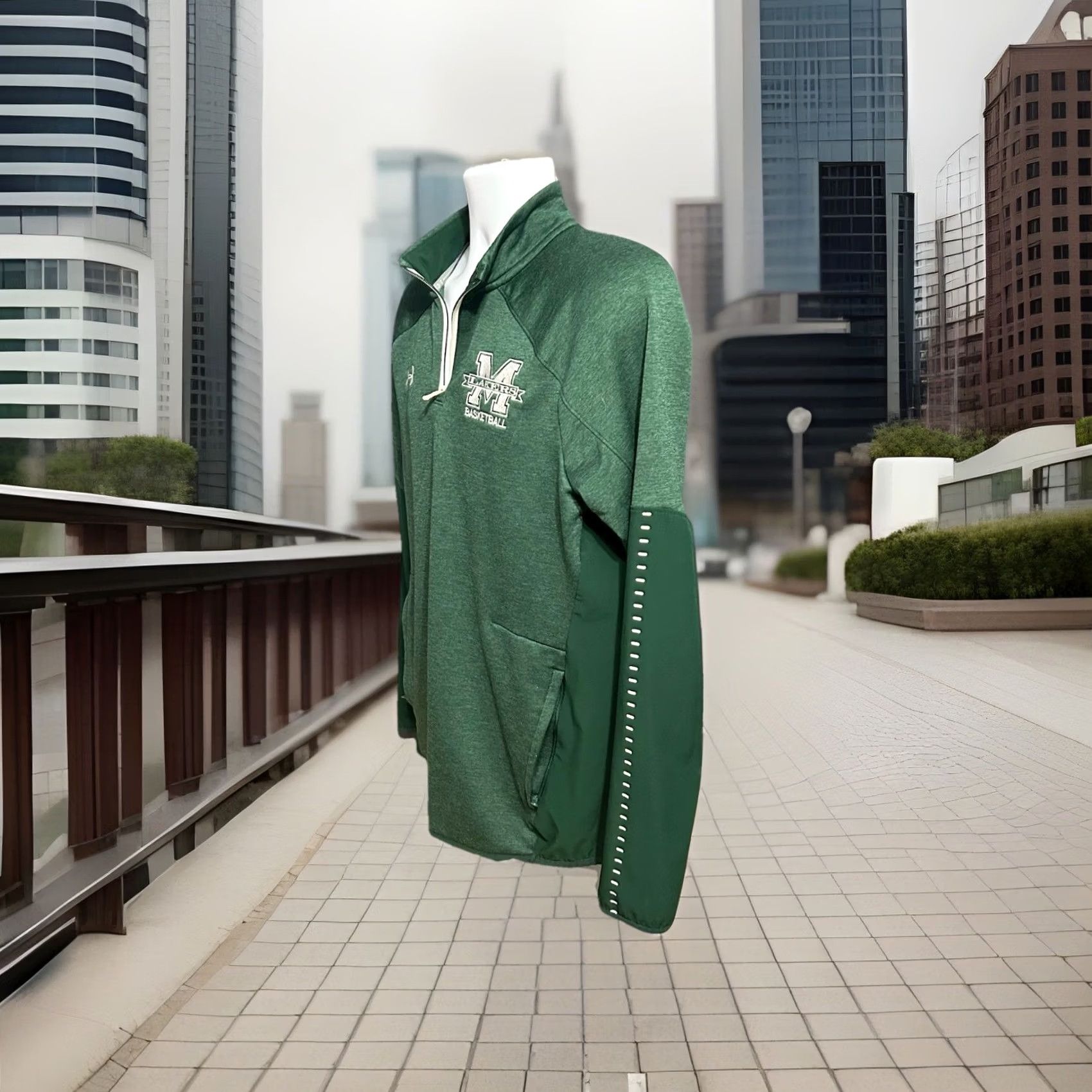 Under Armour Mercyhurst University Lakers Basketball 1/4 Zip Up Pullover Men Medium Green Under Armour 1/4 Zip Long Sleeve Mock Neck Logo Pockets Casual Activewear Size US M / EU 48-50 / 2 - 4 Thumbnail