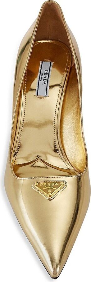 Prada o1w1db11124 Metallic Leather Pumps in Gold Size US 10 / IT 40 - 5 Thumbnail