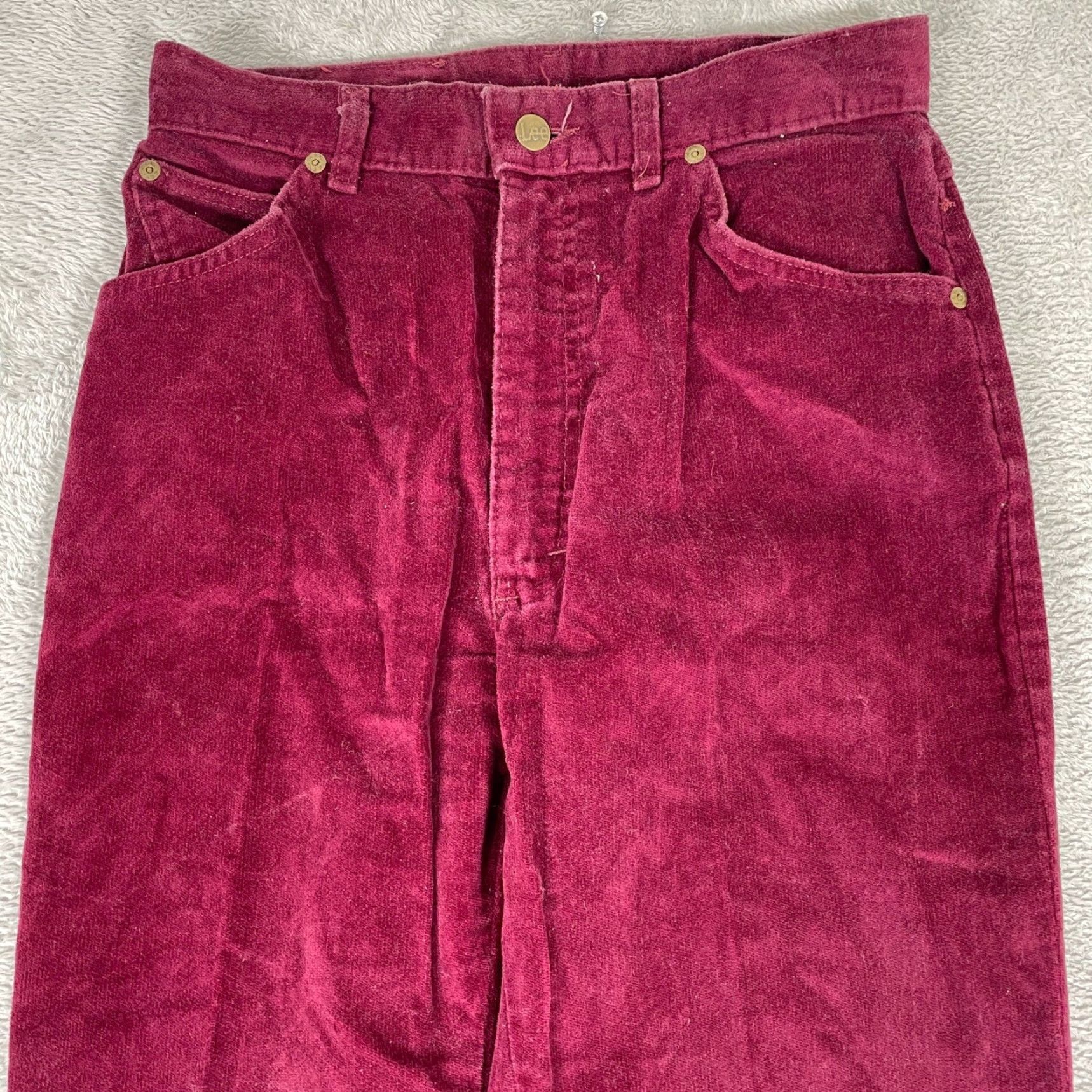 Lee Lee Corduroy Pants Womens 11 Burgundy High Waisted Straight Leg Vintage 90s USA Size 32" / US 10 / IT 46 - 3 Thumbnail