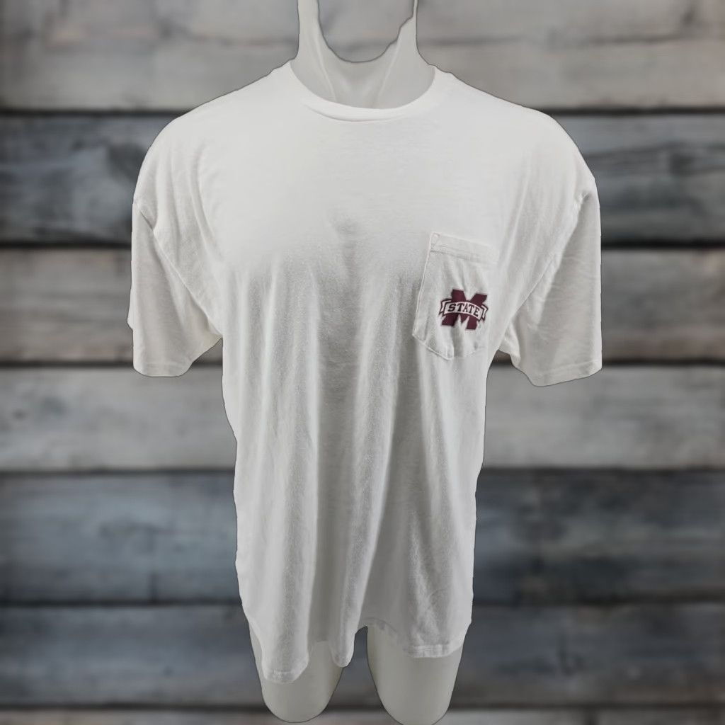 Vintage Drake Waterfowl T-Shirt Mens XL White Mississippi State Football Shirt Size US XL / EU 56 / 4 - 1 Thumbnail