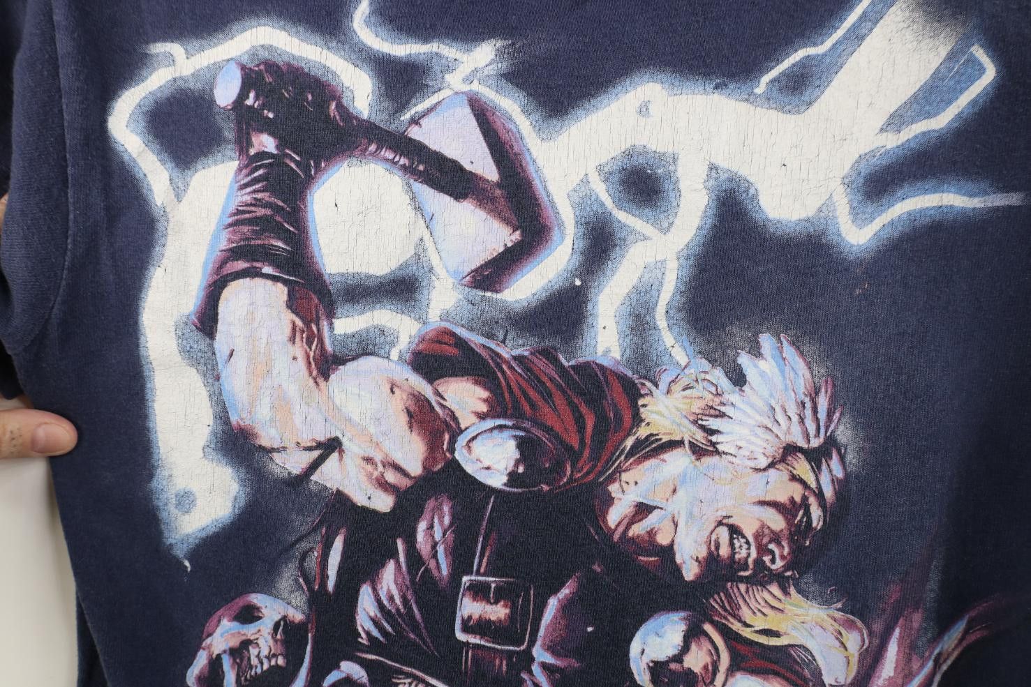 Vintage Vintage Marvel Comics Thor Lightning Hammer T-Shirt Blue Size M / US 6-8 / IT 42-44 - 5 Thumbnail