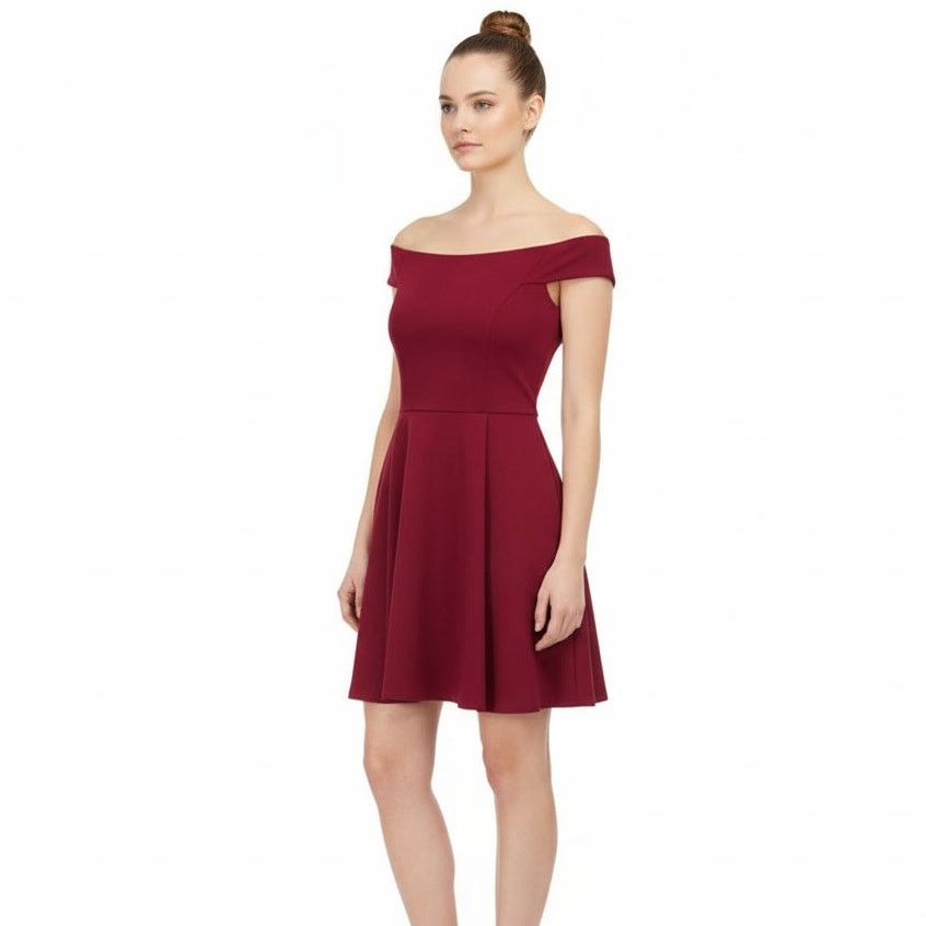 Other Social Couture Wine Red Boat Neck A Line Mini Dress, L Size L / US 10 / IT 46 - 1 Thumbnail