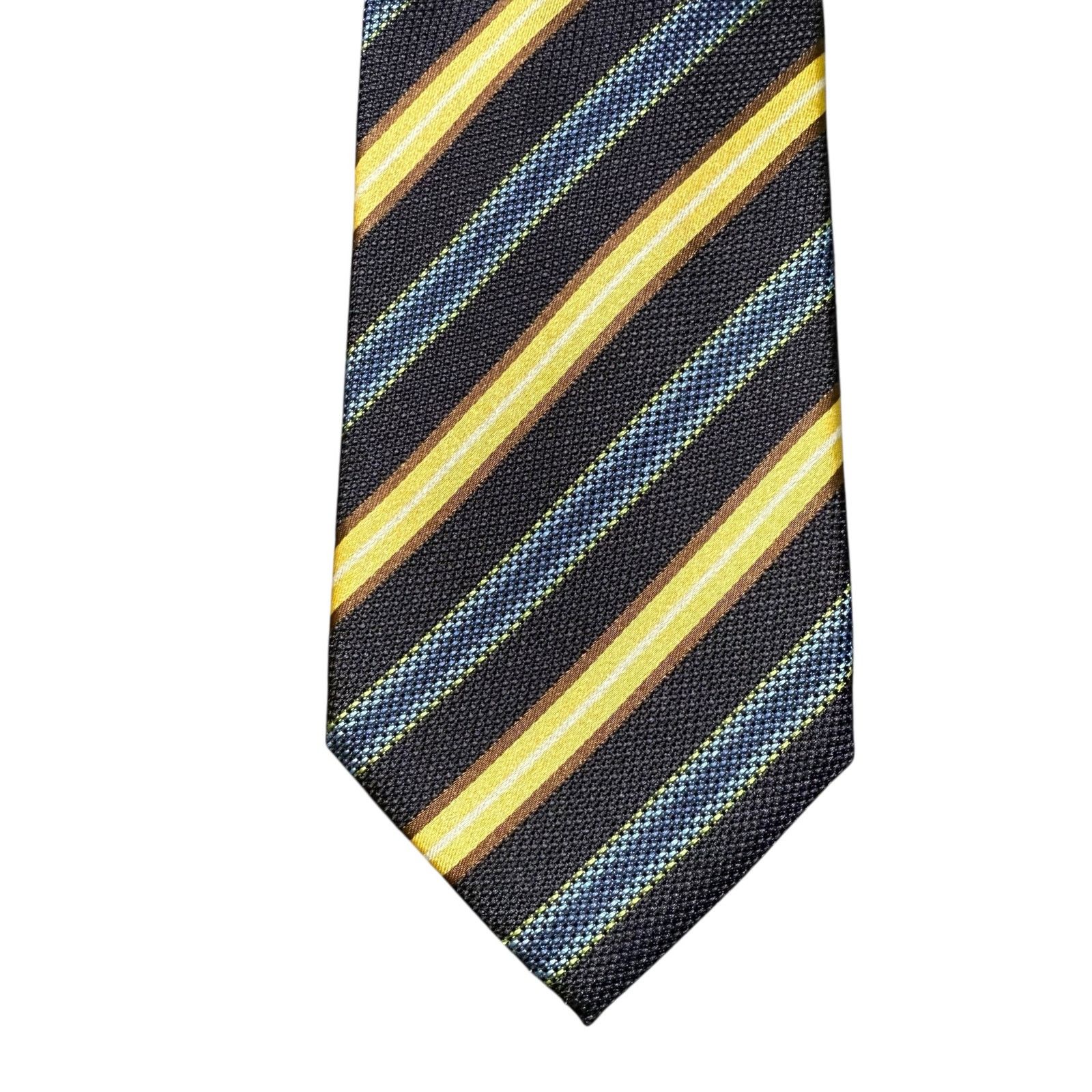 Other Massimo Bizzocchi Silk Tie Necktie Stripes Striped Blue Gold Size ONE SIZE - 2 Thumbnail