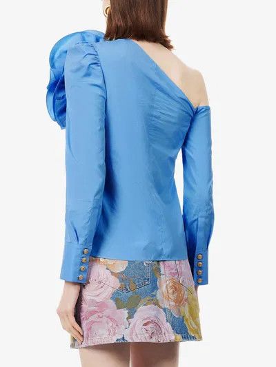 Balmain o1s1wg110825 Floral Embellished Blouse in Blue Size M / US 6-8 / IT 42-44 - 4 Thumbnail