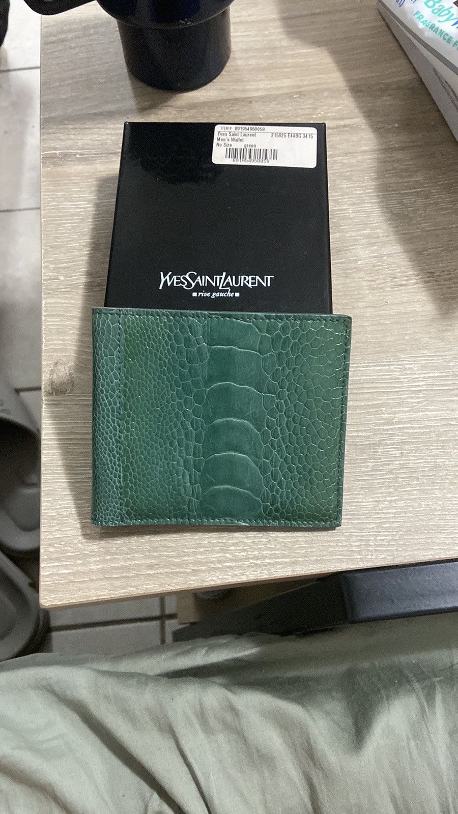 Yves Saint Laurent Vintage Yves Saint Laurent Green Embossed Leather Wallet Size ONE SIZE - 1 Thumbnail