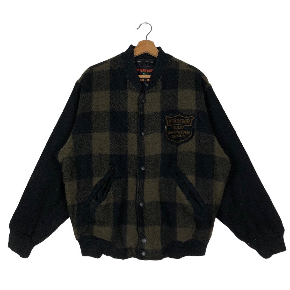 ?Vtg Wool Herringbone Bomber Jacket Mc Gregor USA