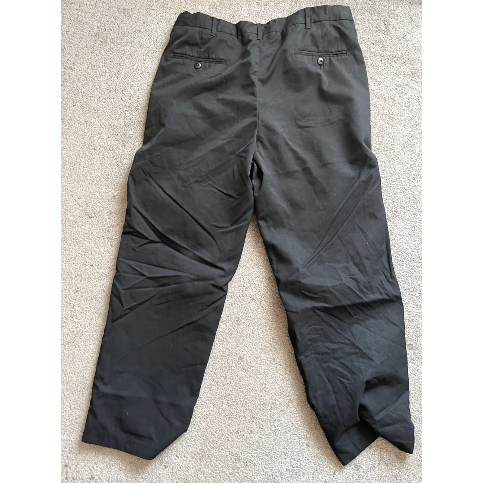 Haggar Haggar Black Solid Polyester Flat Front Mens Dress Pants 38x30, Regular, 38, Haggar, Pants, Black, Dress Pants, Mens Size US 38 / EU 54 - 3 Thumbnail