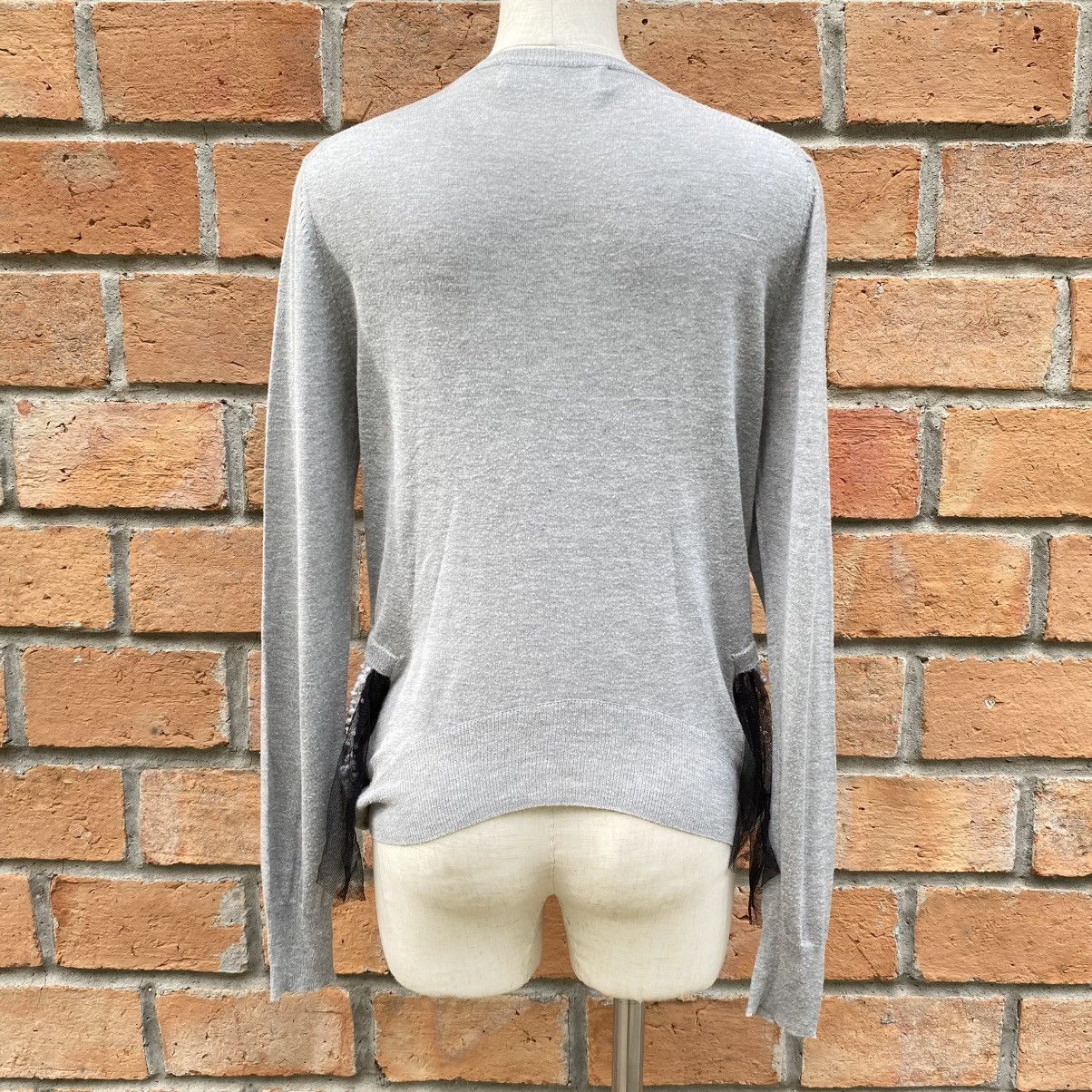 Toga TOGA TOGA ARCHIVES Gray Knit Top with Black Tulle Trim Size L / US 10 / IT 46 - 13 Thumbnail