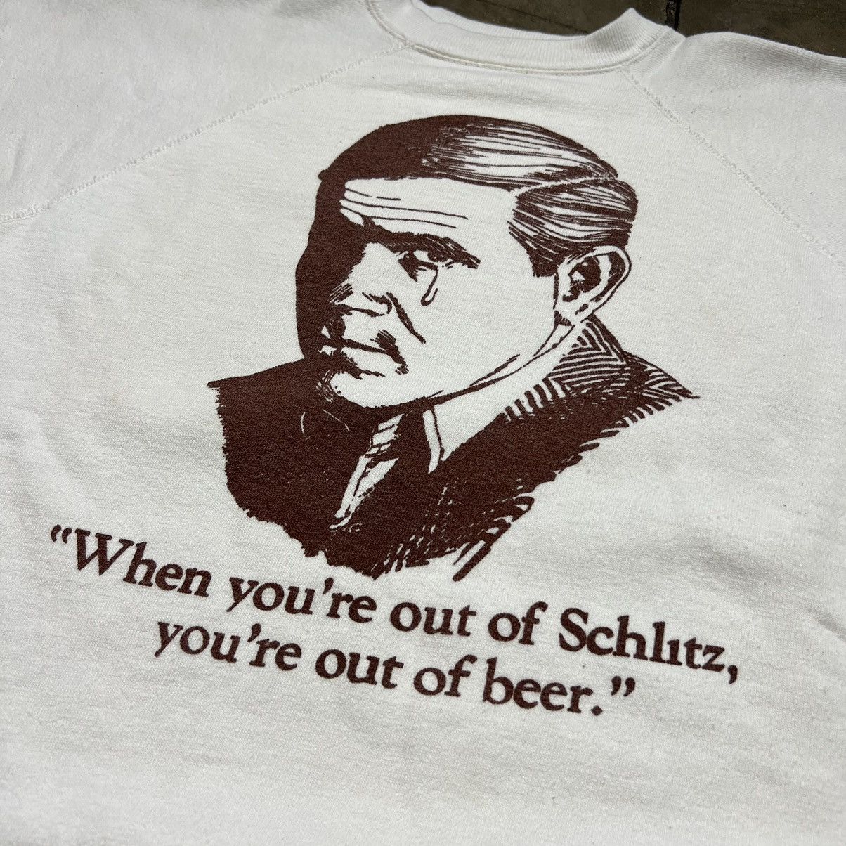 Vintage 60s Schlitz Beer Crewneck Sweatshirt Short Sleeve