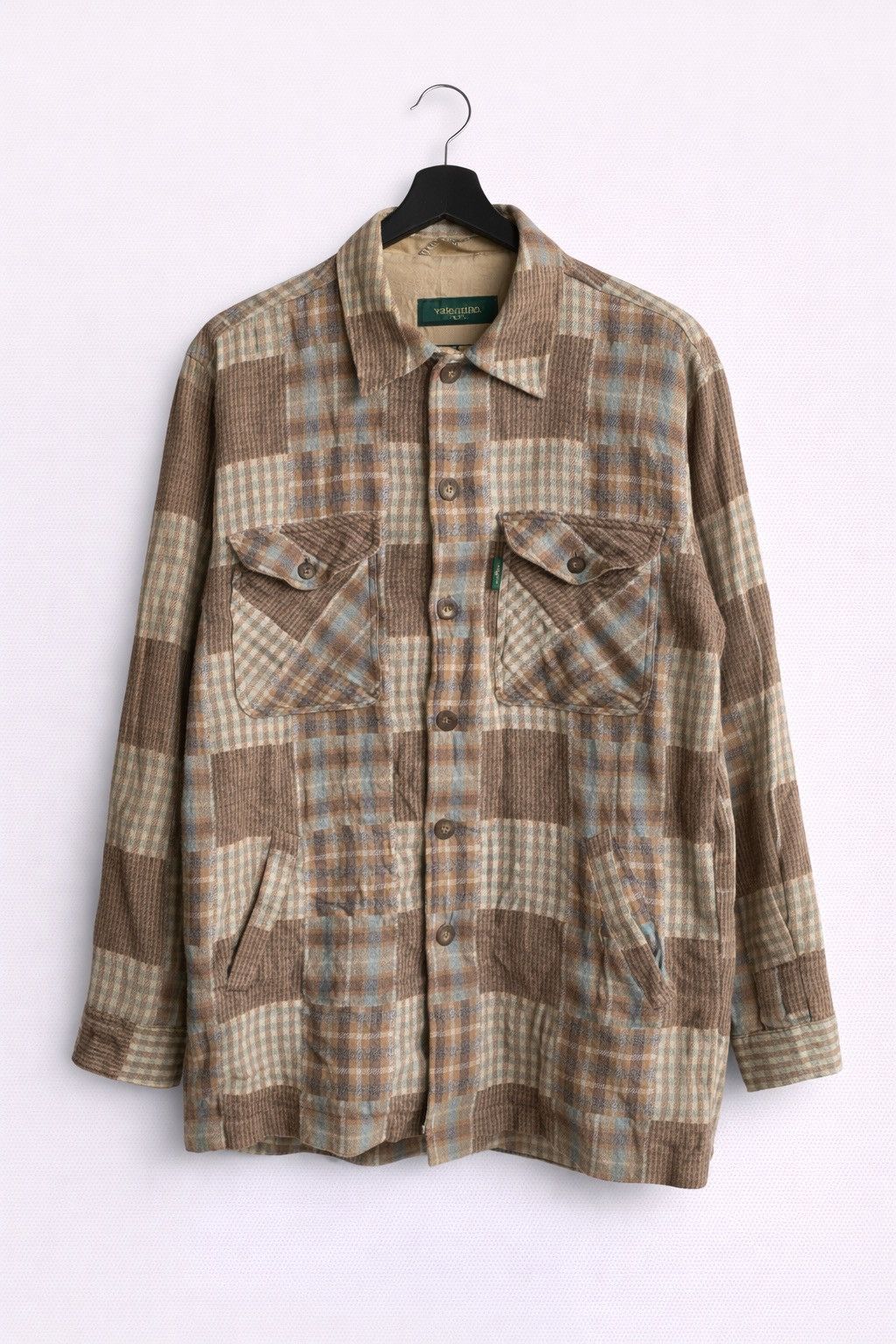 Valentino Vintage Valentino Jeans Patchwork Multi Check Overshirt Size US M / EU 48-50 / 2 - 1 Thumbnail