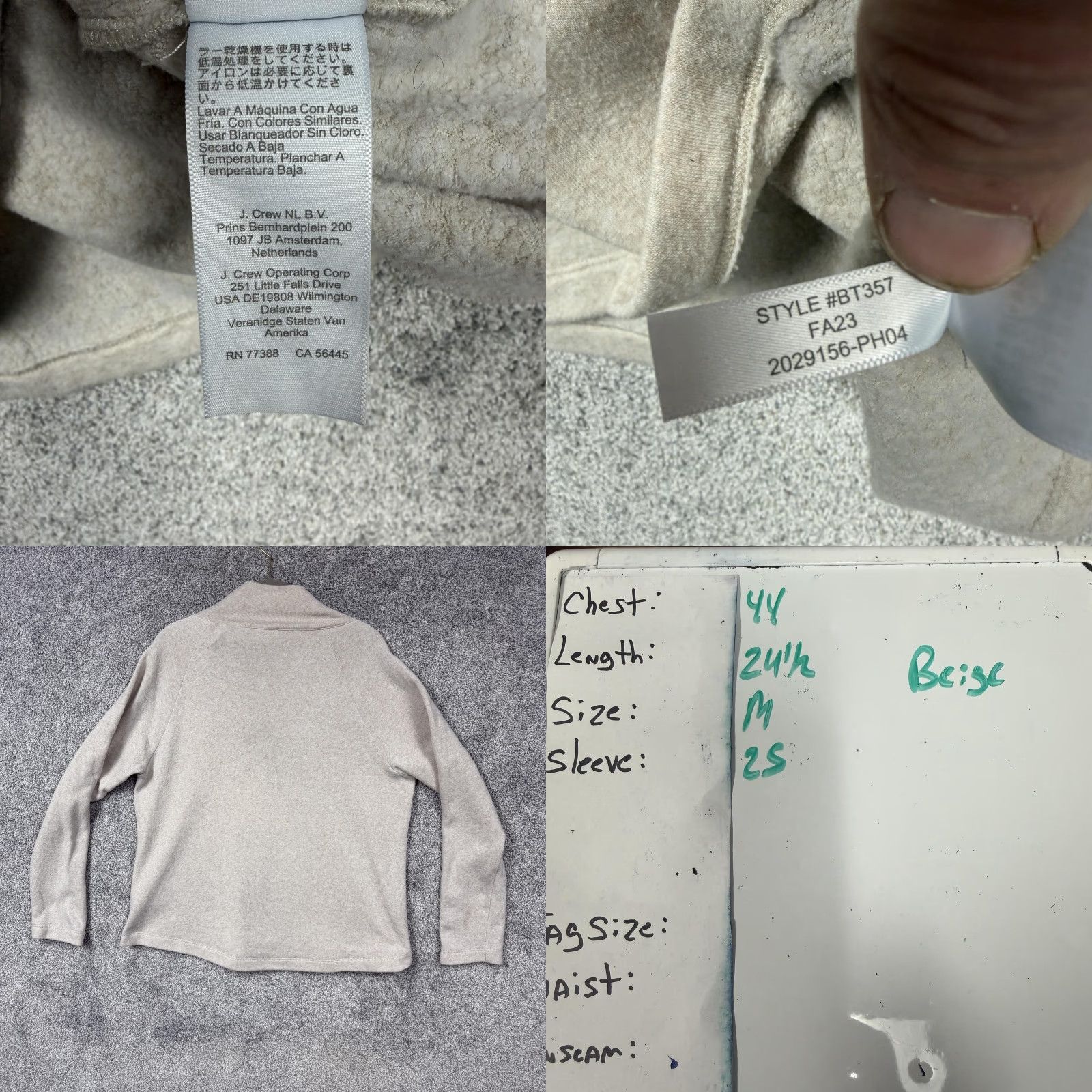 J.Crew J.Crew Sweater Tunic Women M Beige Raglan Sleeve Fleece Mock Neck Solid Winter Fall Casual Womens Size M / US 6-8 / IT 42-44 - 8 Thumbnail