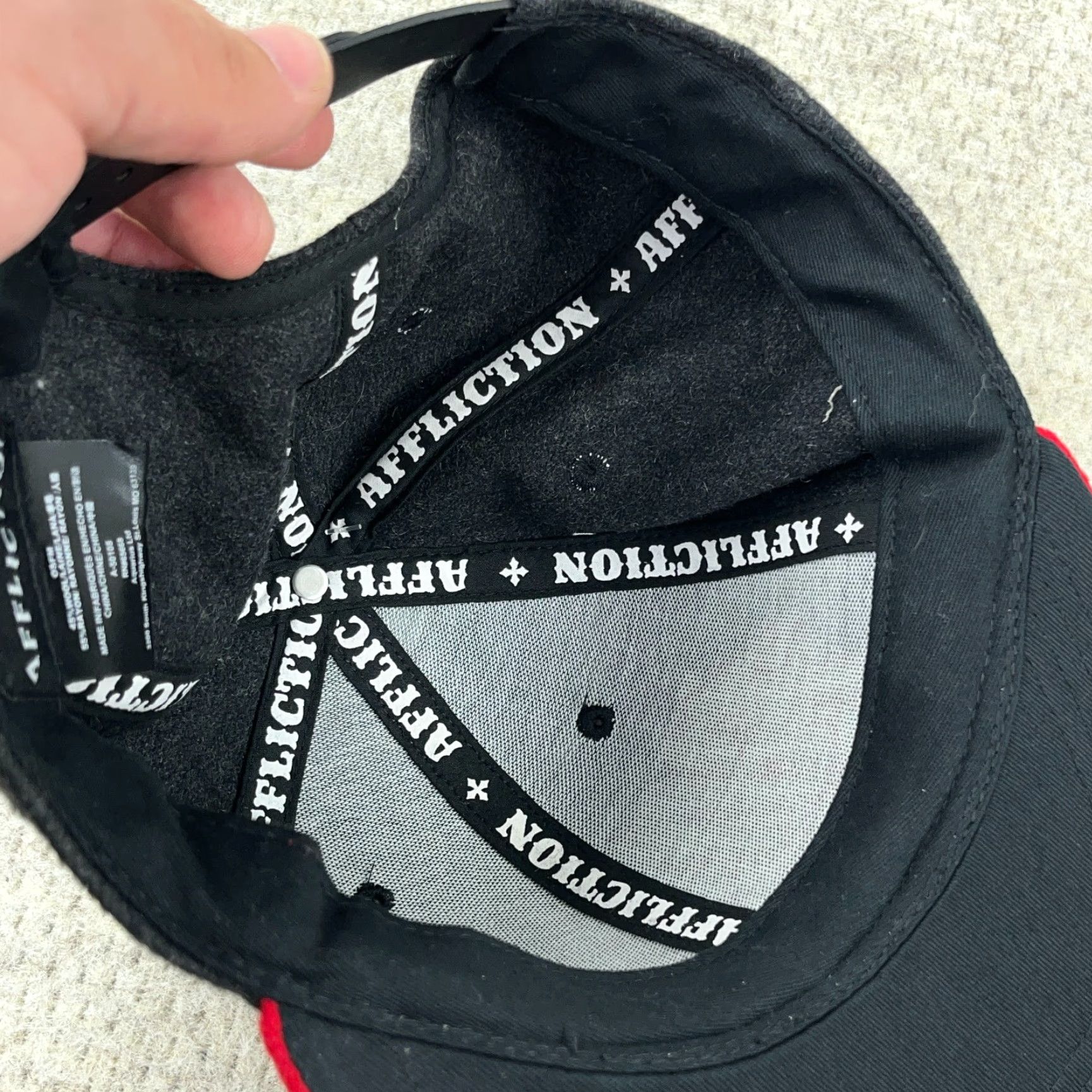 Affliction Affliction Hat Cap Snapback Gray Red Wool Tweed Script Spellout Lightning Bolt Size ONE SIZE - 7 Thumbnail
