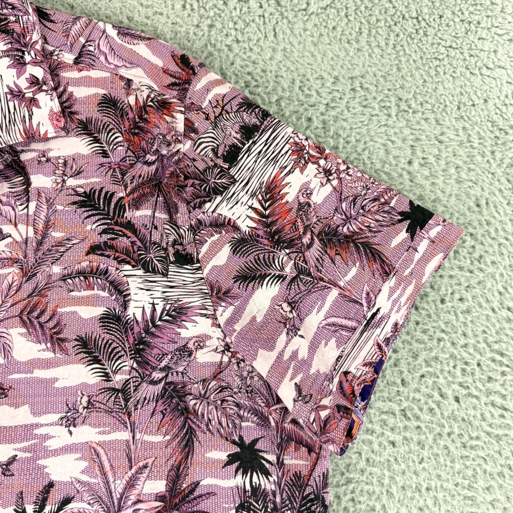 Robert Graham Robert Graham Button Up Shirt Mens 3XL Purple Tropical Zebra Linen Classic Fit Shirt Size US XXL / EU 58 / 5 - 4 Thumbnail