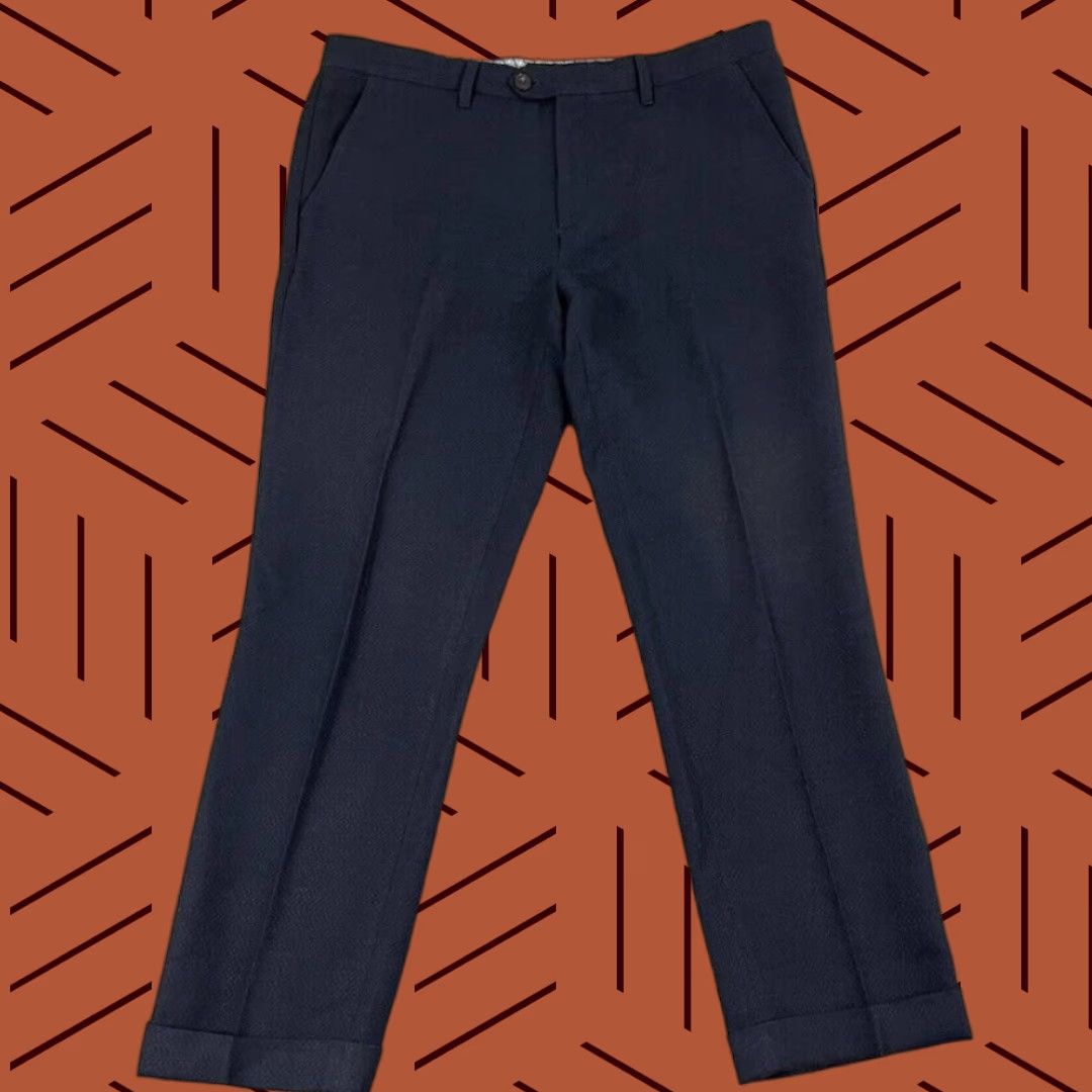 Ted Baker TED BAKER Pants Mens 36 R x 28.5" Navy Blue Pleated Dress Business Trousers Size US 36 / EU 52 - 1 Thumbnail
