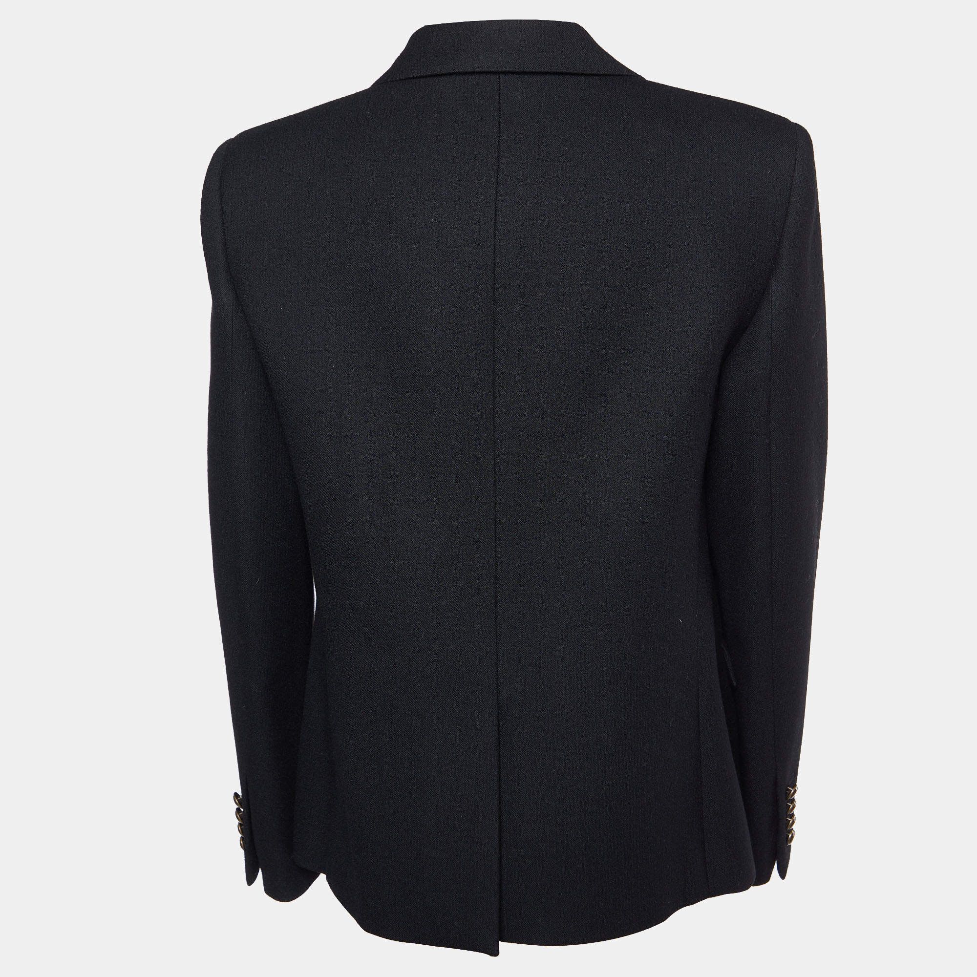Saint Laurent Paris o1bcso1str1124 Blazer in Black Size XS / US 0-2 / IT 36-38 - 2 Thumbnail