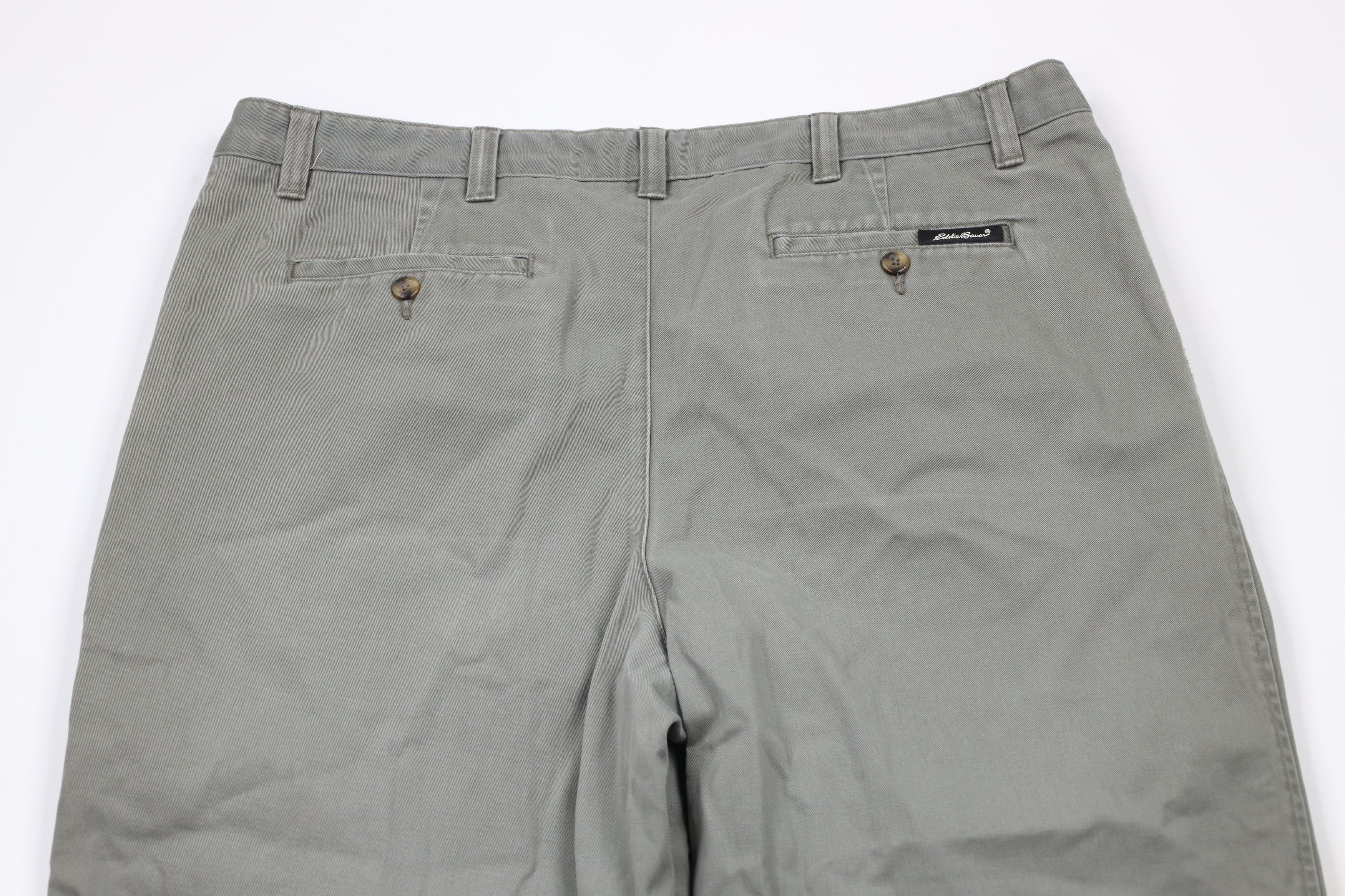 Eddie Bauer × Vintage Vintage 90s Eddie Bauer Pleated Wide Leg Chino Pants Green Size US 40 / EU 56 - 14 Thumbnail