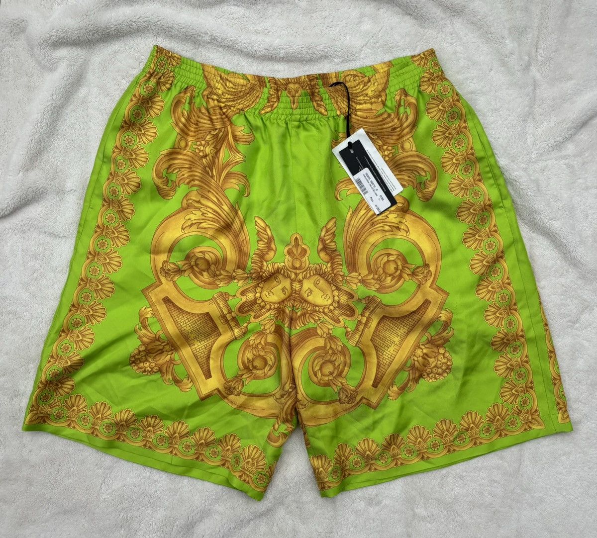 Versace Versace Green/Gold Heritage Silk Shorts Size US 38 / EU 54 - 1 Thumbnail