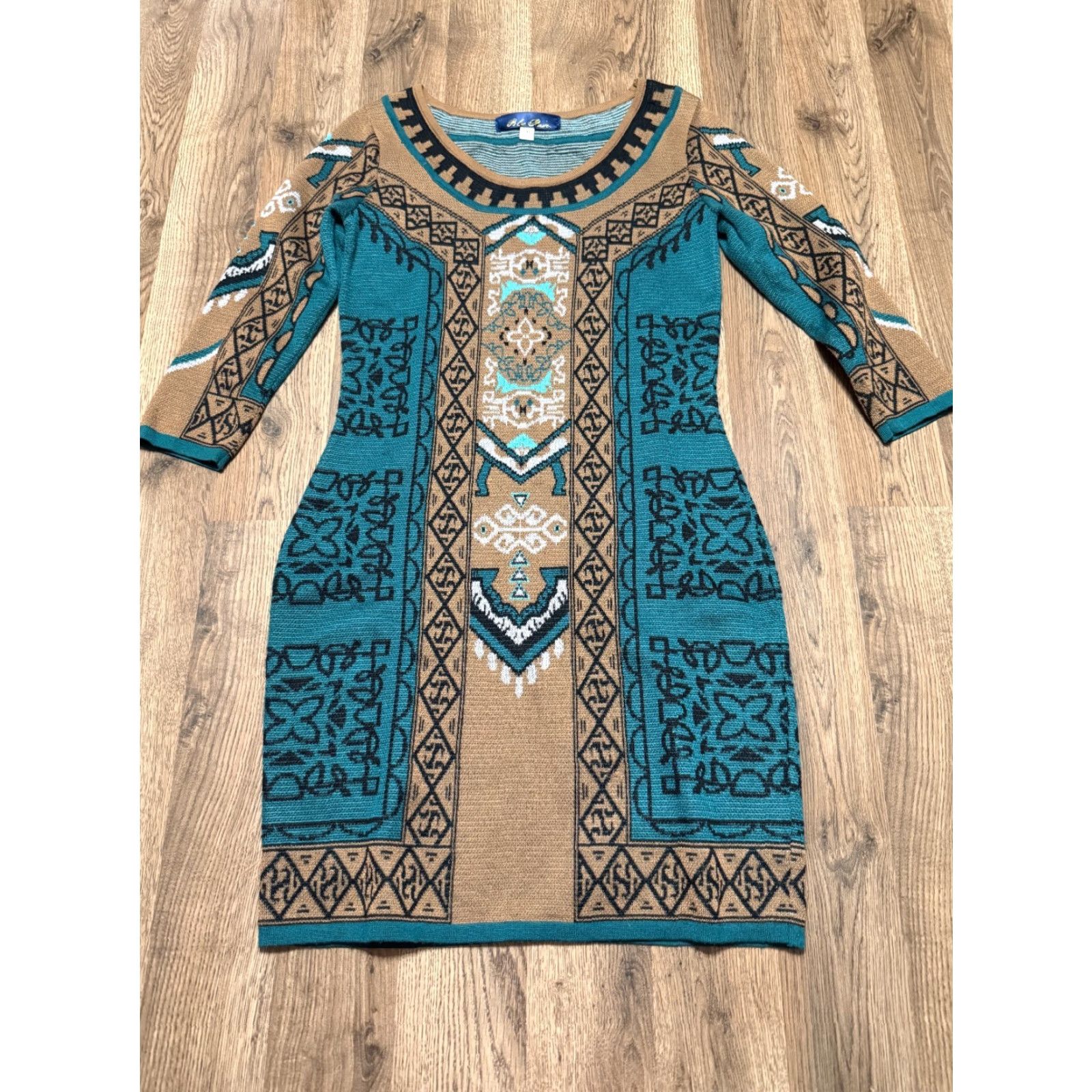 Vintage Blue Rain Dress Women's Size M Sheath Long Sleeve Pullover Scoop Neck Solid Casual Vintage: No (not vintage) Size M / US 6-8 / IT 42-44 - 2 Thumbnail