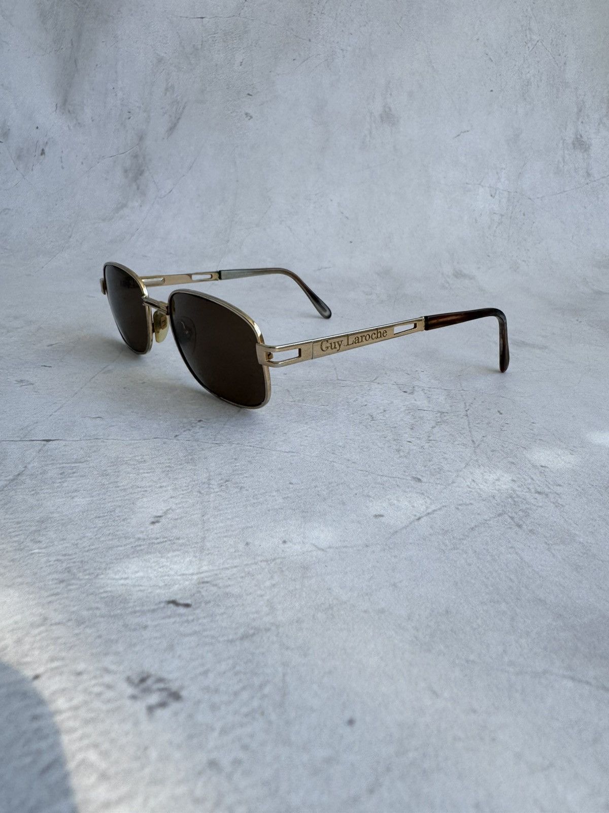Vintage Guy Laroche Gold Frame Sunglasses Brown Lens Y2K