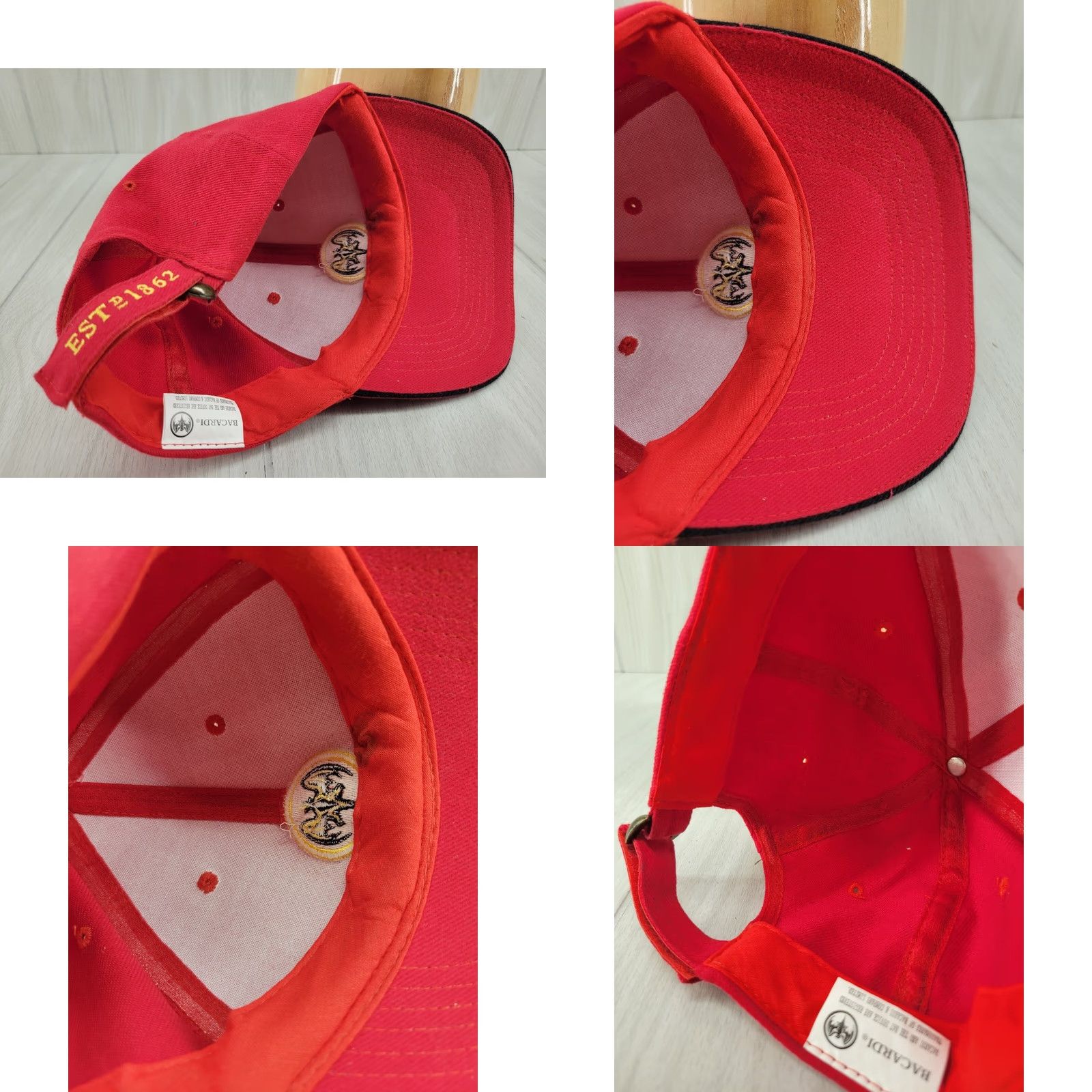 Logo 7 BACARDÍ Hat Cap Red Strapback Adjustable Embroidered Logo Cotton Baseball Cap Men One Size Red Certificate Vintage: No Size ONE SIZE - 8 Thumbnail